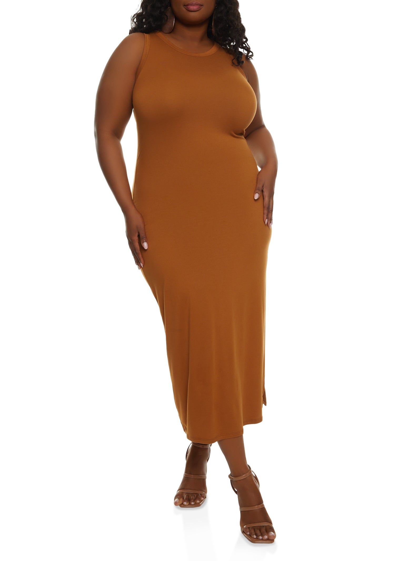 Plus Size Scoop Neck Side Slit Maxi Dress sold by Rainbow product image thumbnail 2