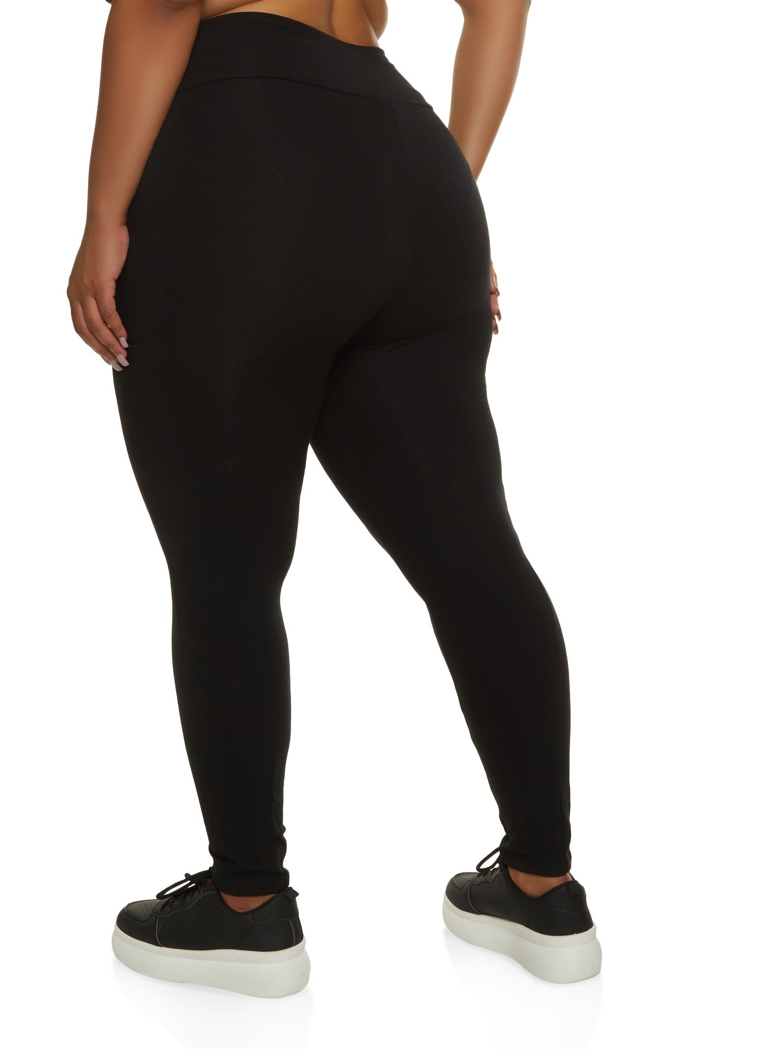 Plus Size Solid High Waist Cell Phone Pocket Leggings sold by Rainbow product image thumbnail 2