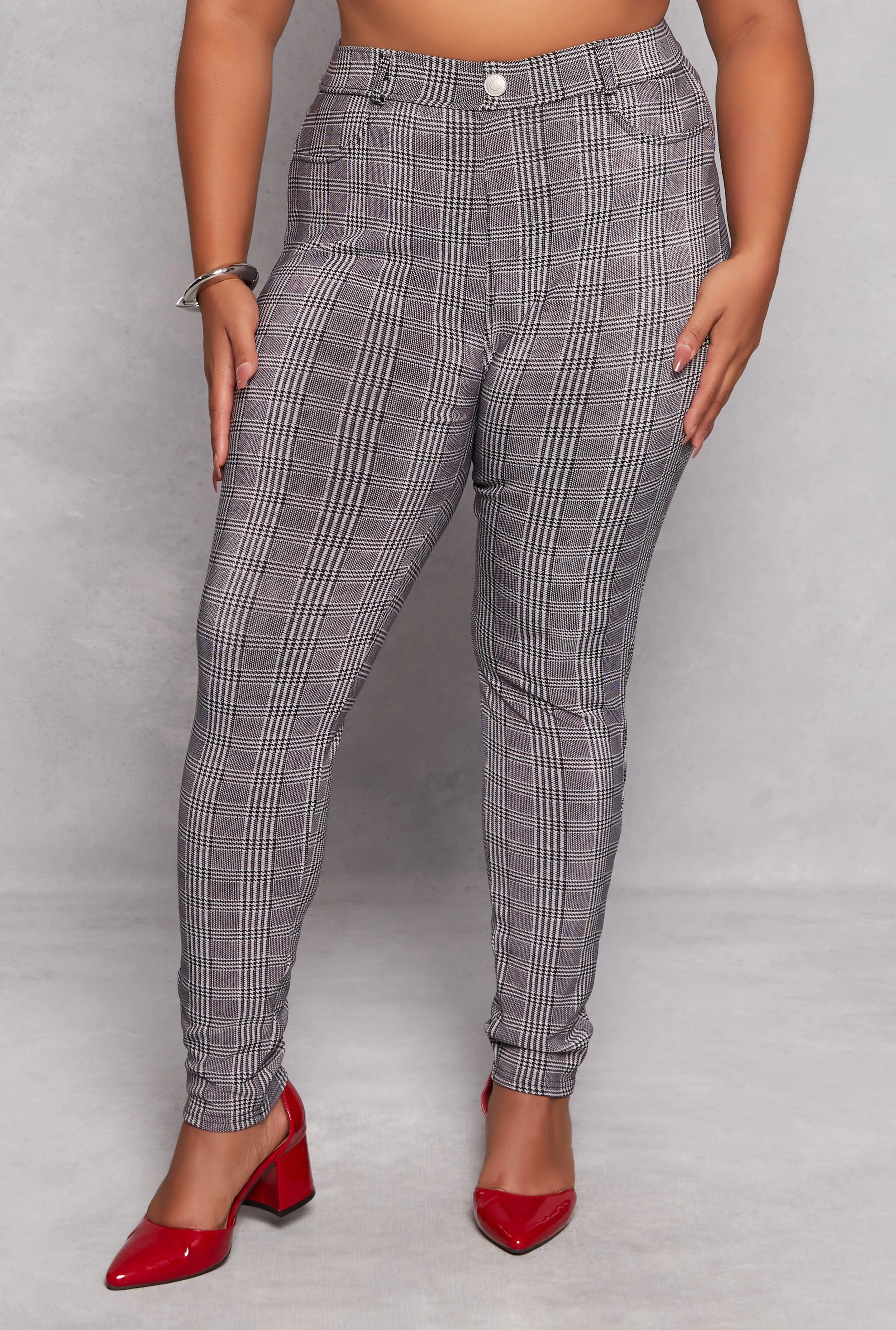Plus Size Houndstooth Plaid High Waist Pants sold by Rainbow product image thumbnail 2