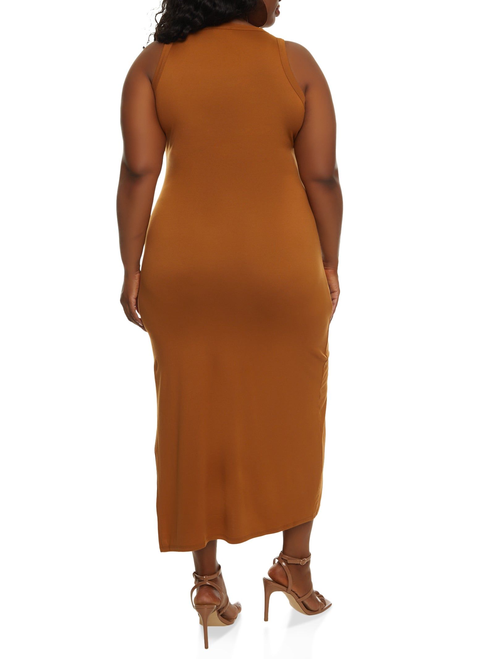 Plus Size Scoop Neck Side Slit Maxi Dress sold by Rainbow product image thumbnail 3