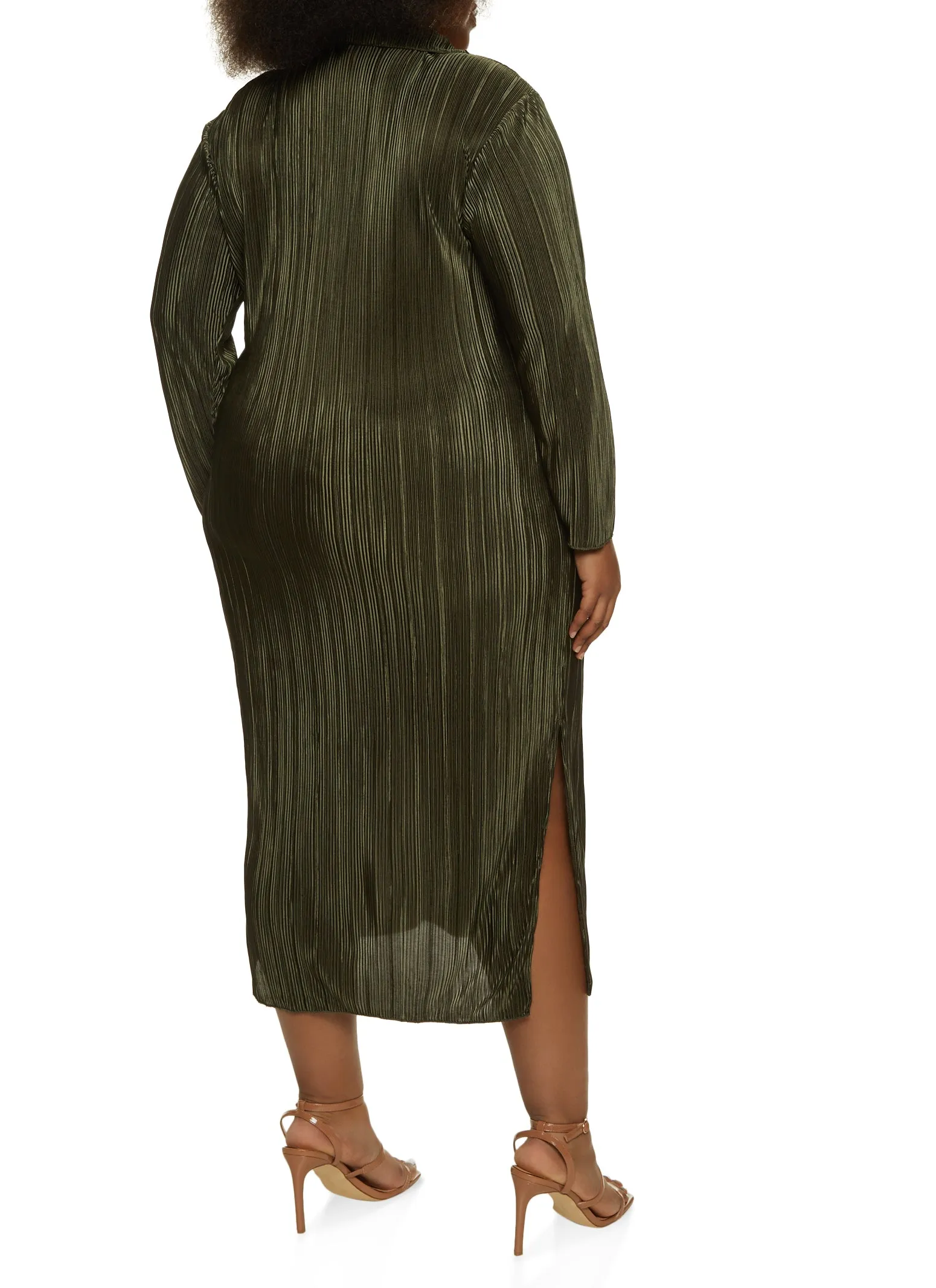 Plus Size Plisse Button Front Maxi Shirt Dress sold by Rainbow product image thumbnail 3