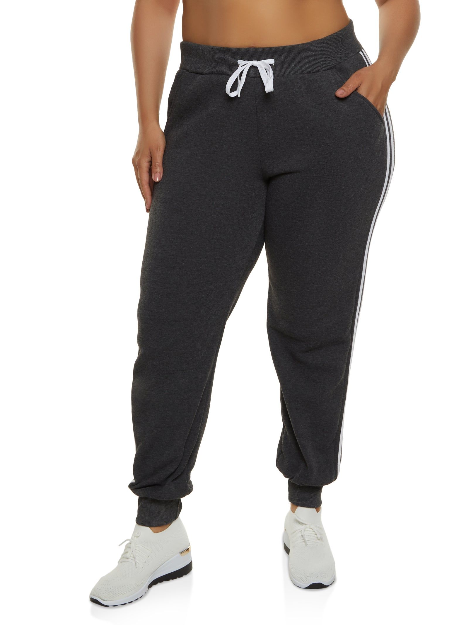 Plus Size Varsity Striped Side Joggers sold by Rainbow