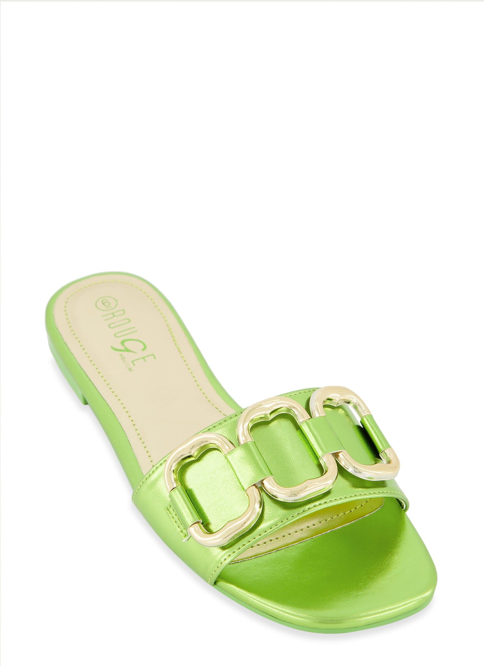 Metallic Ring Detail Slide Sandals sold by Rainbow