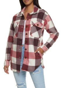 Plaid Sherpa Lined Brushed Knit Shacket sold by Rainbow