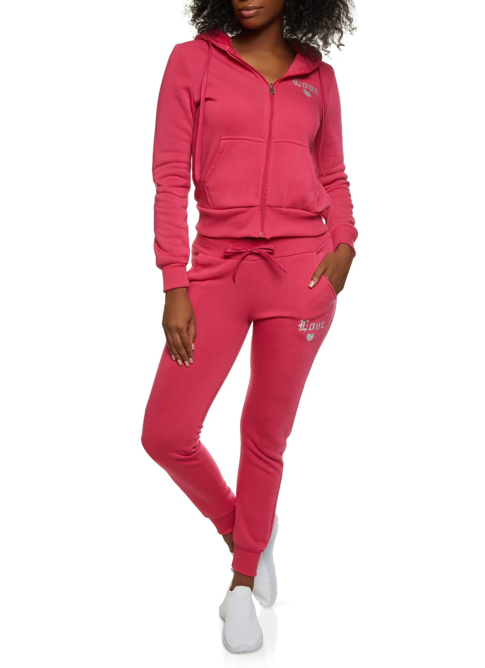 Love Rhinestone Zip Front Hoodie sold by Rainbow product image thumbnail 2