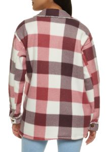 Plaid Sherpa Lined Brushed Knit Shacket sold by Rainbow
