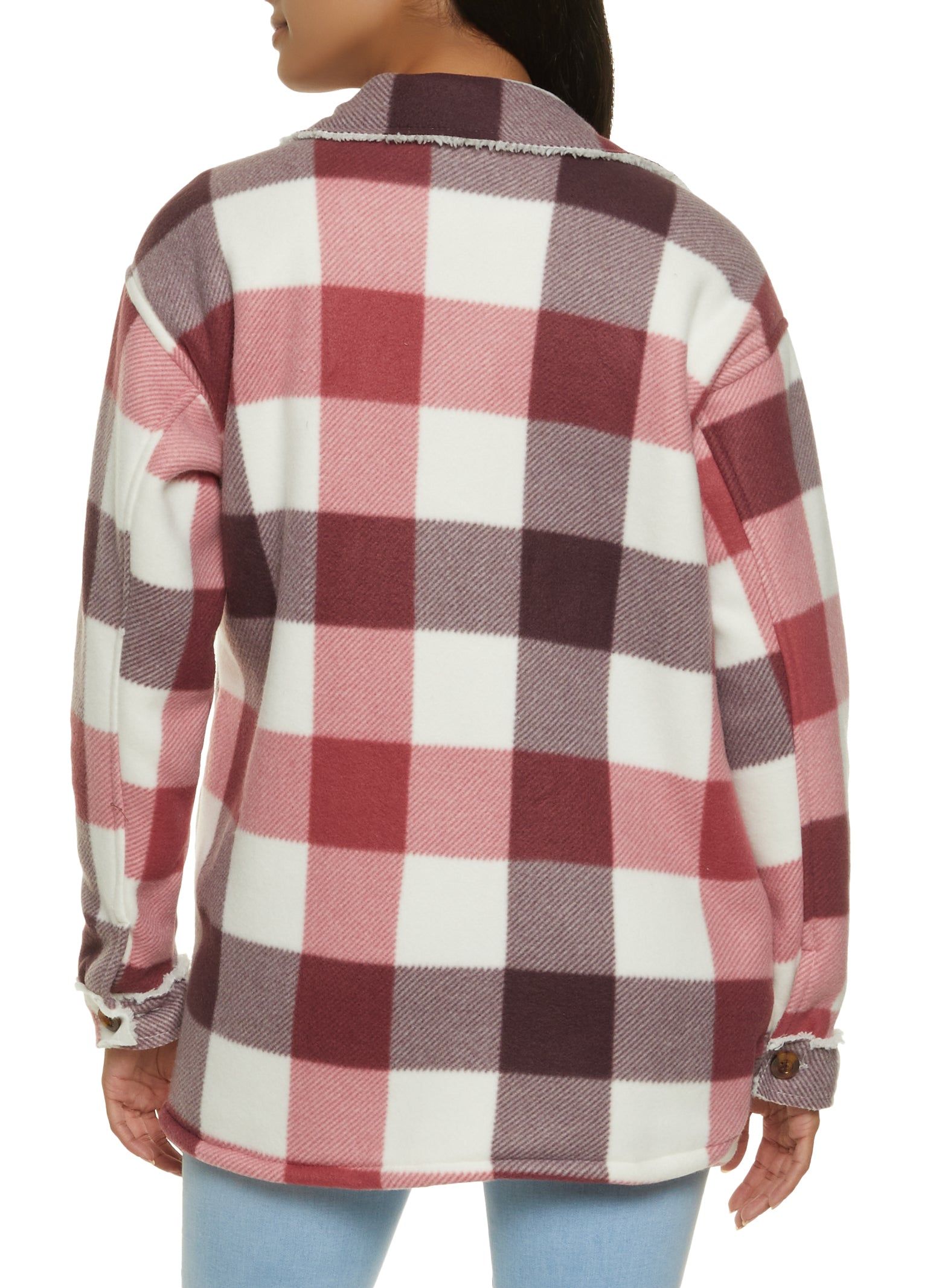 Plaid Sherpa Lined Brushed Knit Shacket sold by Rainbow product image thumbnail 3