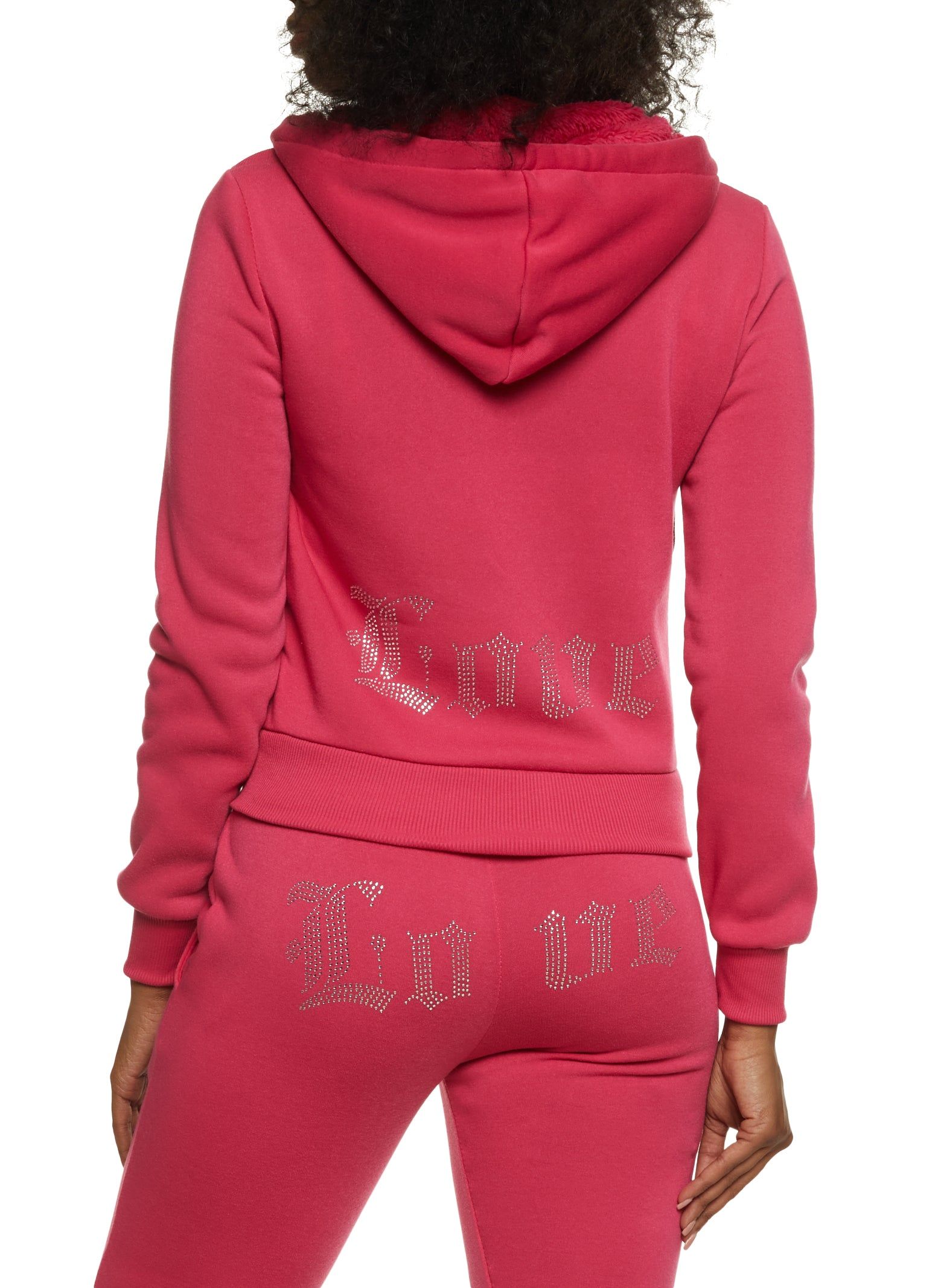 Love Rhinestone Zip Front Hoodie sold by Rainbow product image thumbnail 3