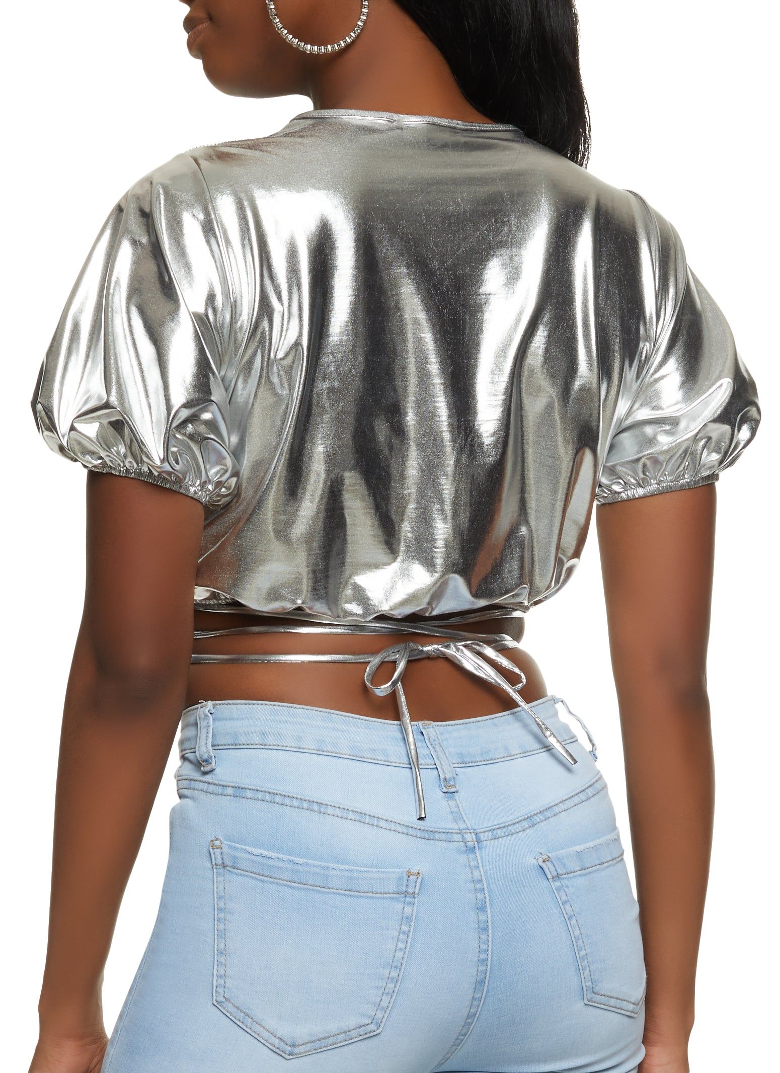 Puff Sleeve Cropped Wrap Top sold by Rainbow product image thumbnail 2