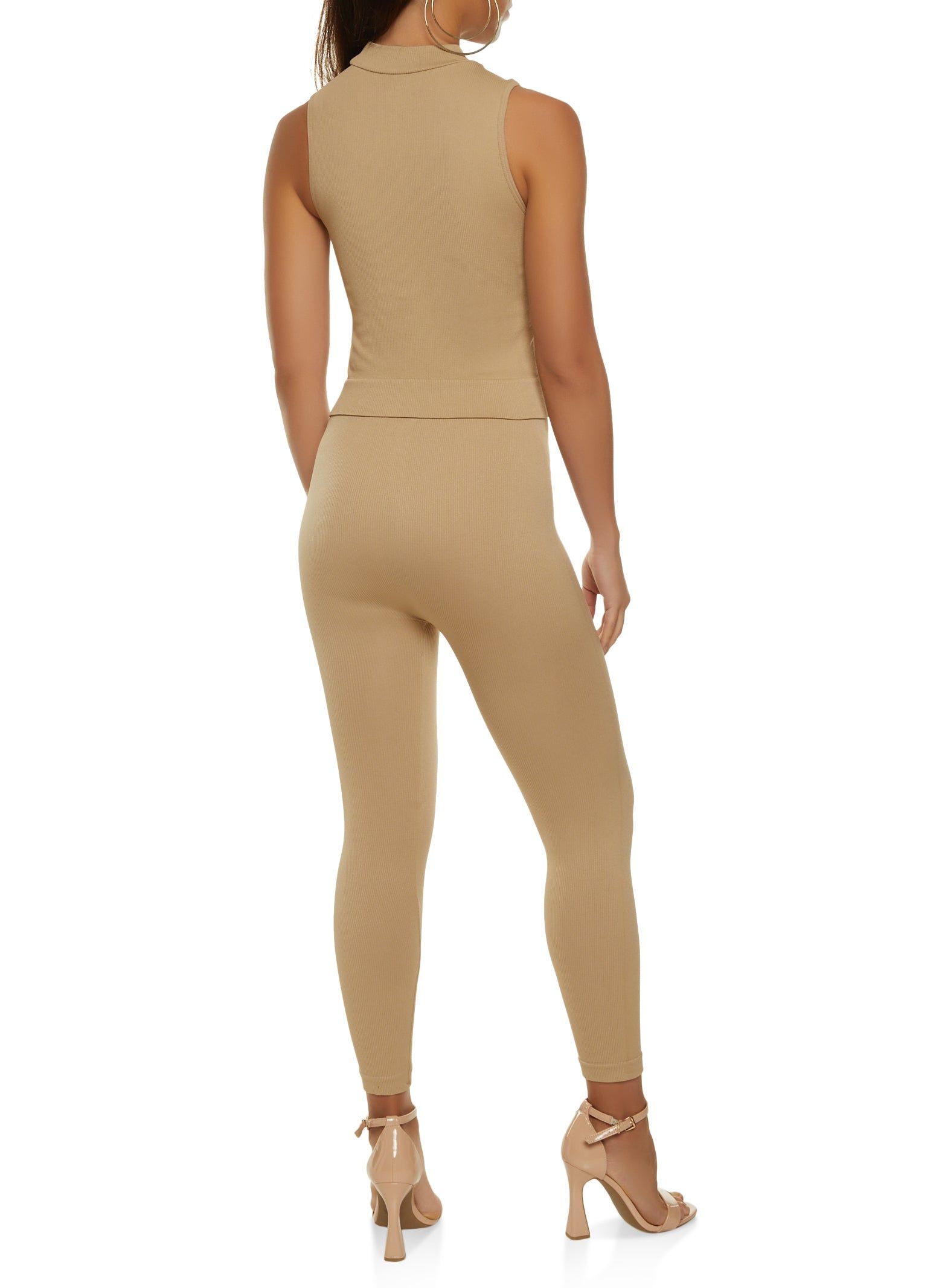 Seamless Mock Neck Crop Top and Leggings Set sold by Rainbow product image thumbnail 2