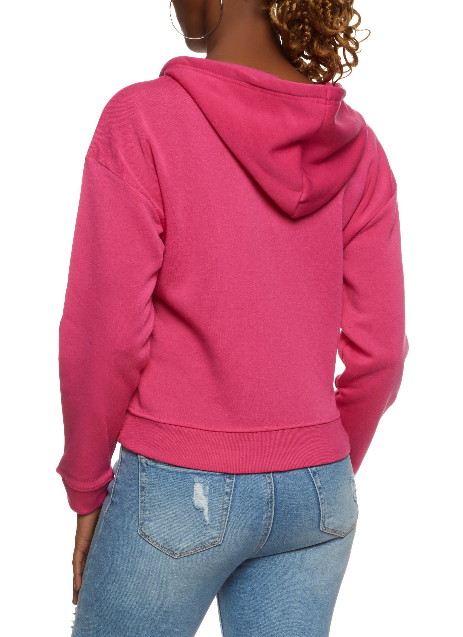 Fleece Solid Zip Front Hoodie sold by Rainbow product image thumbnail 2