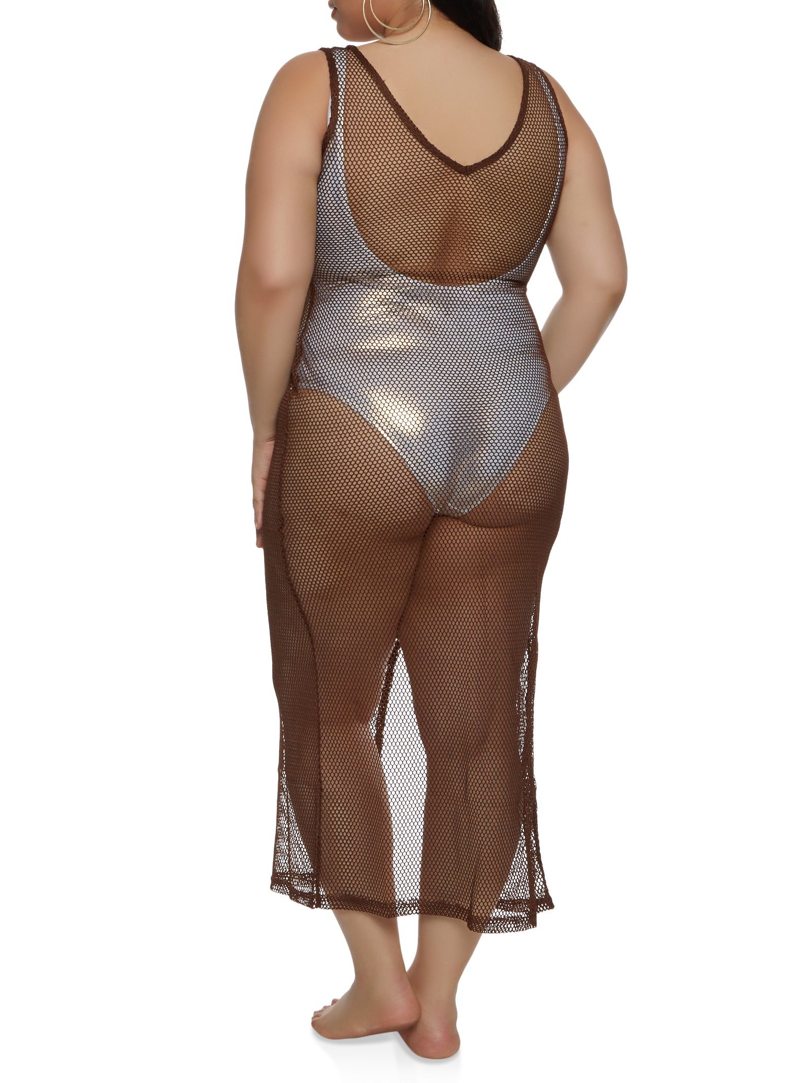 Plus Size Reversible High Slit Fishnet Cover Up Dress sold by Rainbow product image thumbnail 2