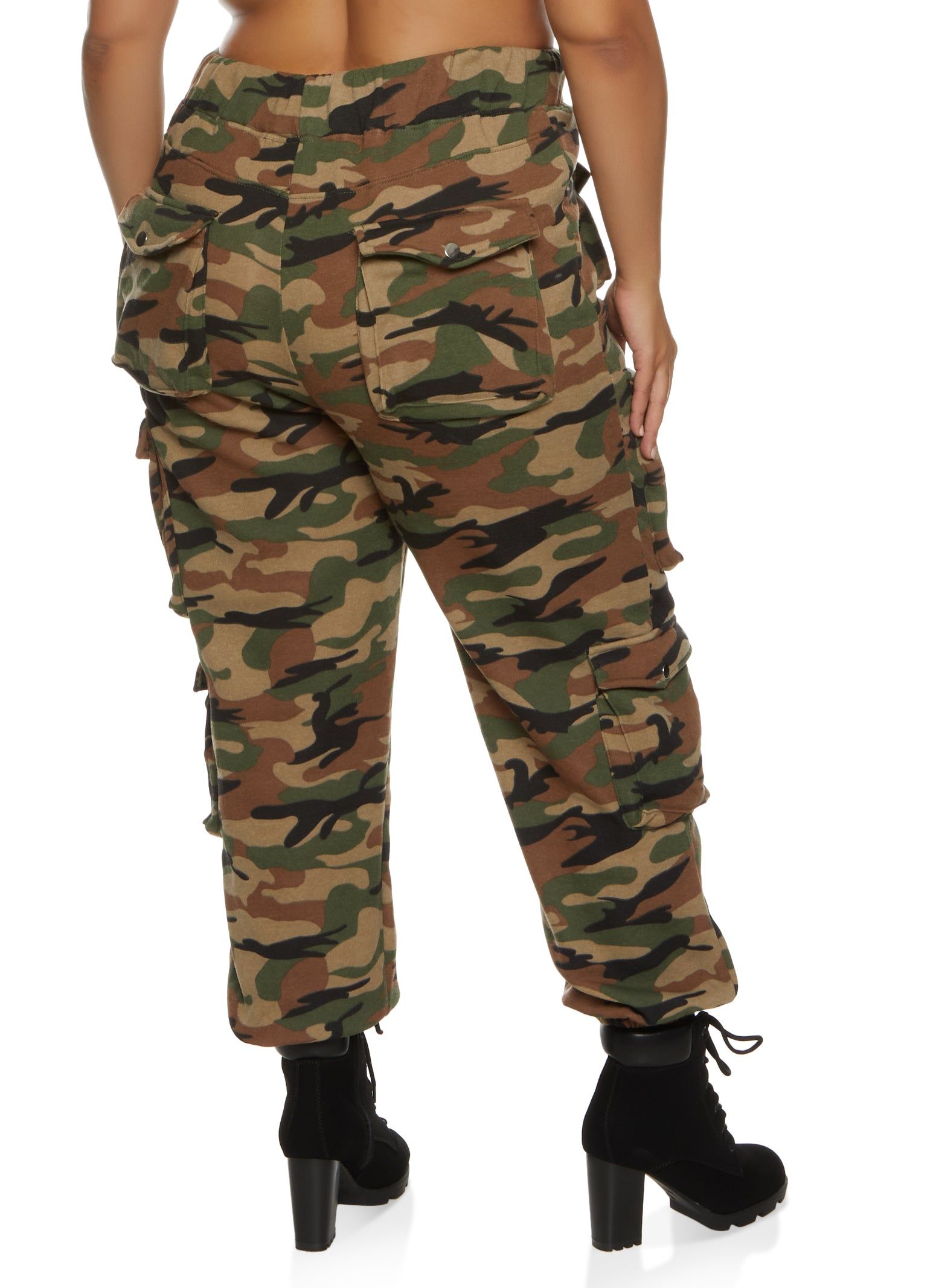 Plus Size Fleece Camo Cargo Pocket Joggers sold by Rainbow product image thumbnail 3