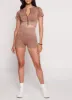 Daisy Seamless Ribbed Zip Front Short Sleeve Crop Top sold by Rainbow