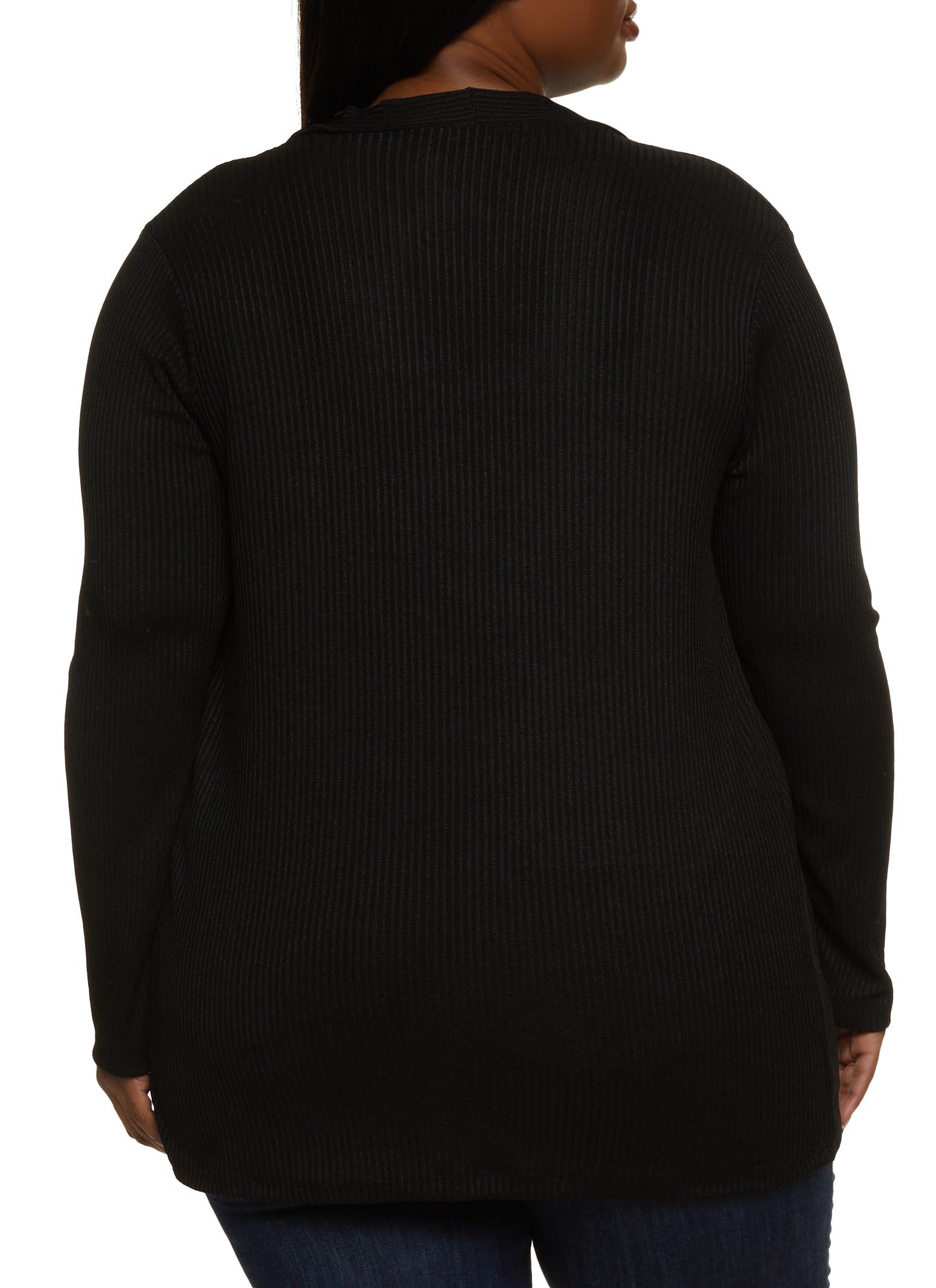 Plus Size Ribbed Knit Pocket Cardigan sold by Rainbow product image thumbnail 2