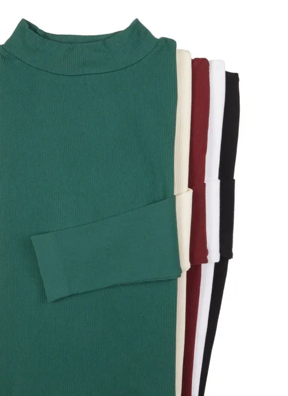 Ribbed Knit Seamless Mock Neck Long Sleeve Top sold by Rainbow