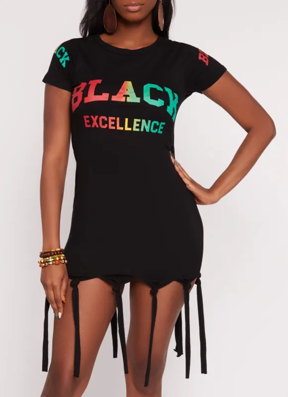 Black Excellence Knot Fringe Dress sold by Rainbow