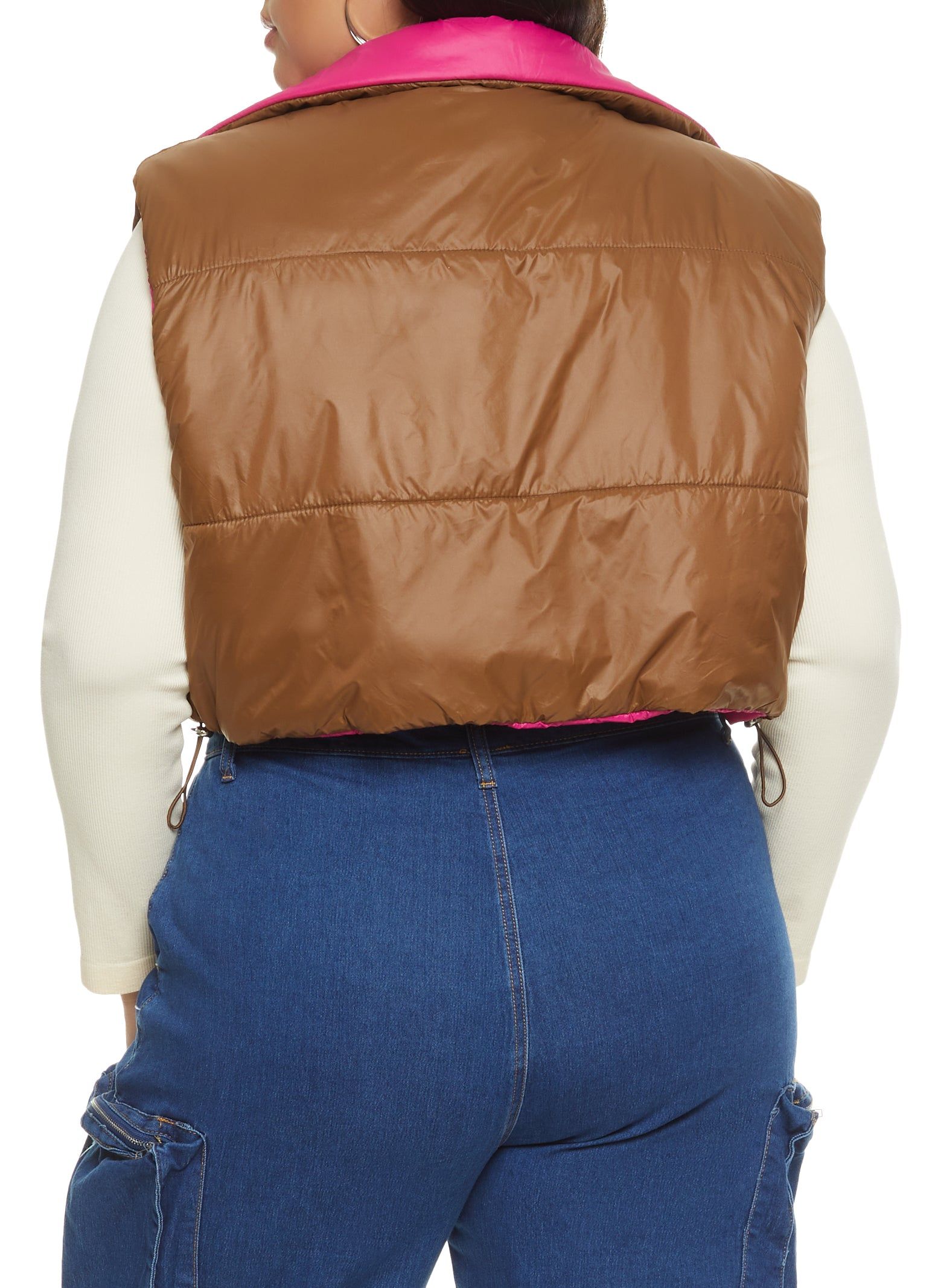 Plus Size Drawstring Hem Cropped Puffer Vest sold by Rainbow product image thumbnail 2