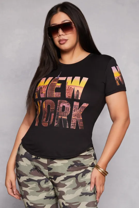 Plus Size New York Graphic High Low Tee sold by Rainbow