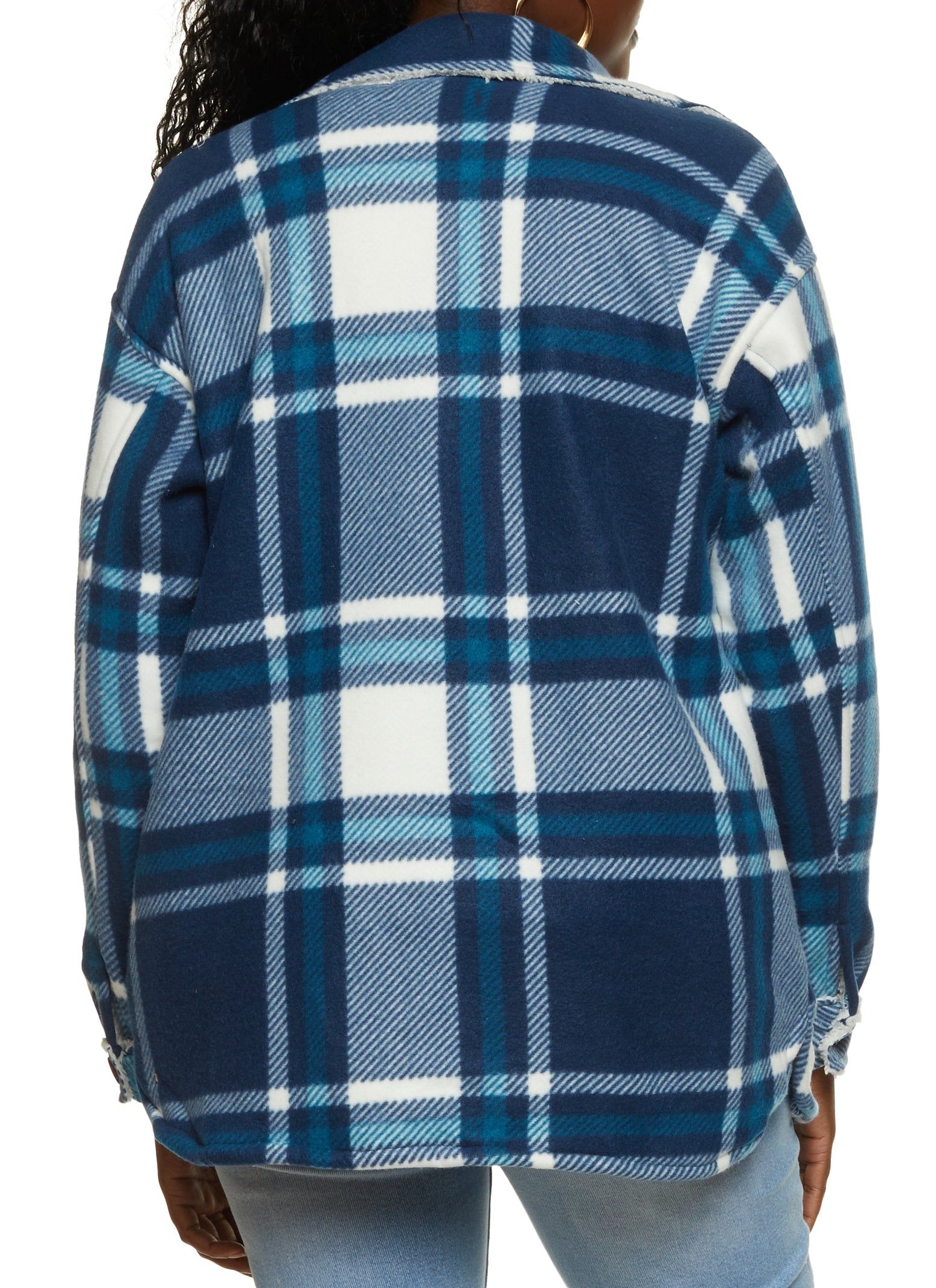 Plaid Sherpa Lined Brushed Knit Shacket sold by Rainbow product image thumbnail 3