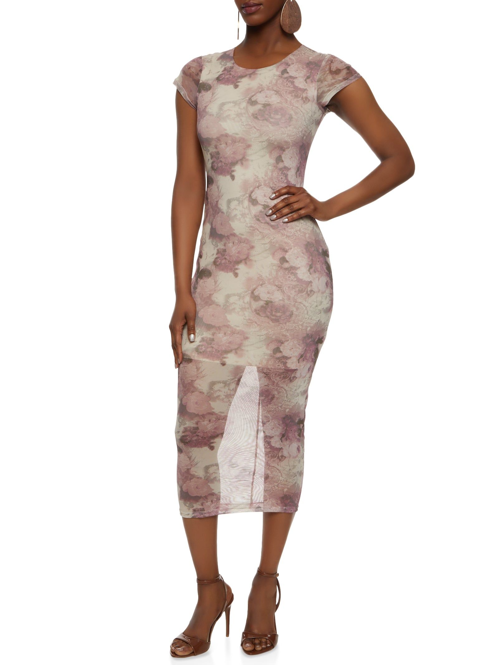 Mesh Printed Short Sleeve Midi Dress sold by Rainbow product image thumbnail 2