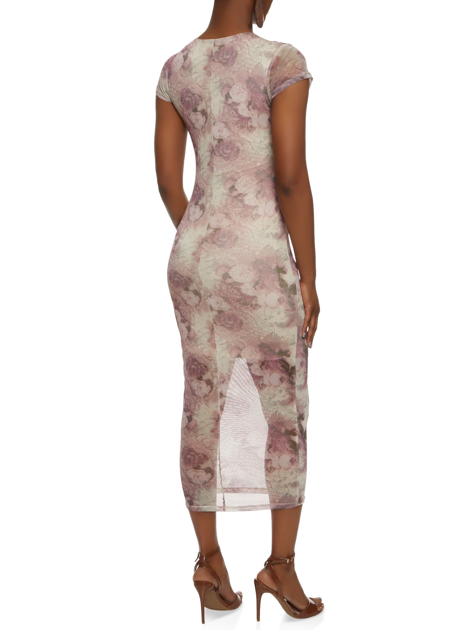 Mesh Printed Short Sleeve Midi Dress sold by Rainbow product image thumbnail 3