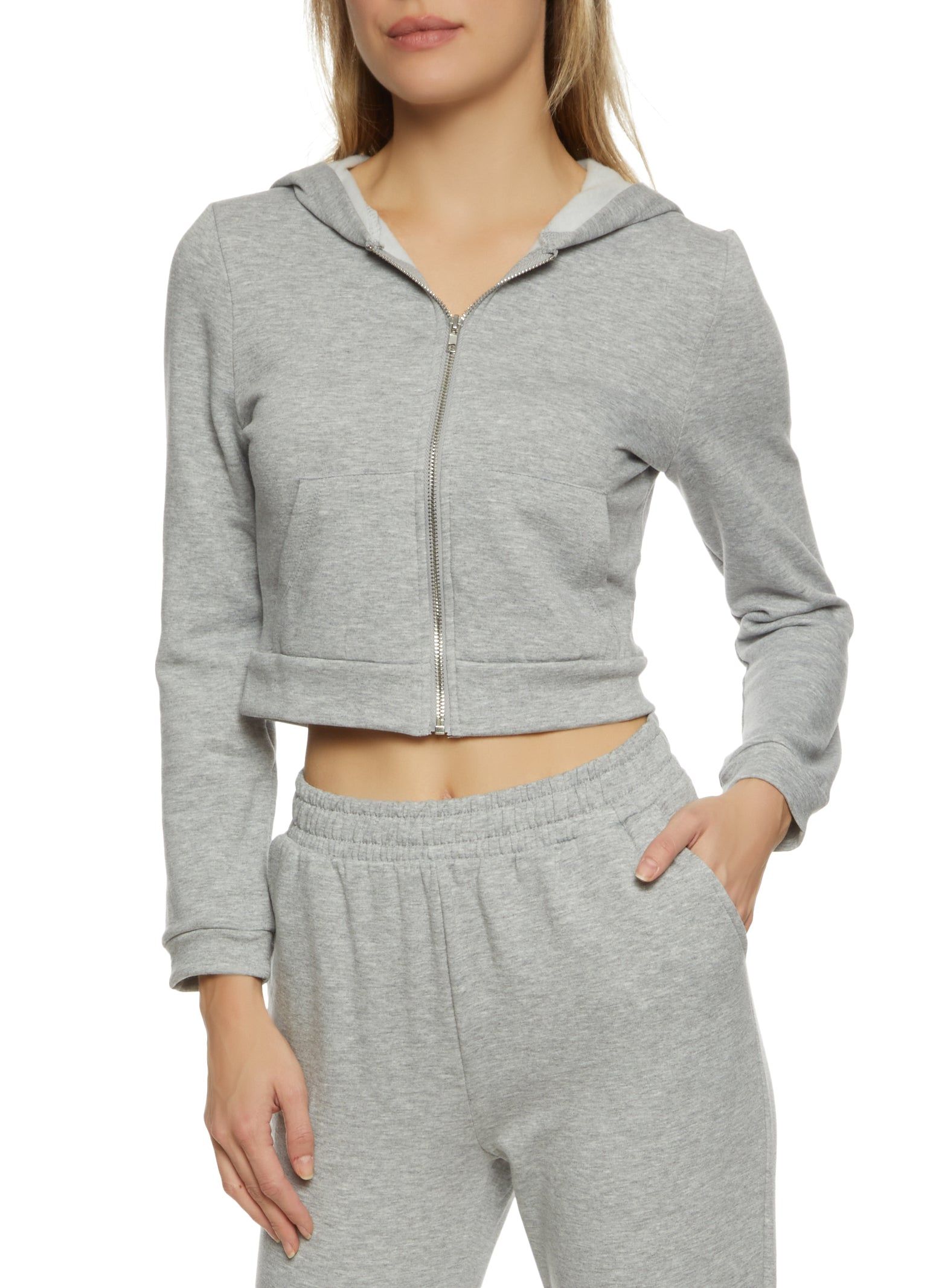 Cropped Zip Front Hoodie sold by Rainbow