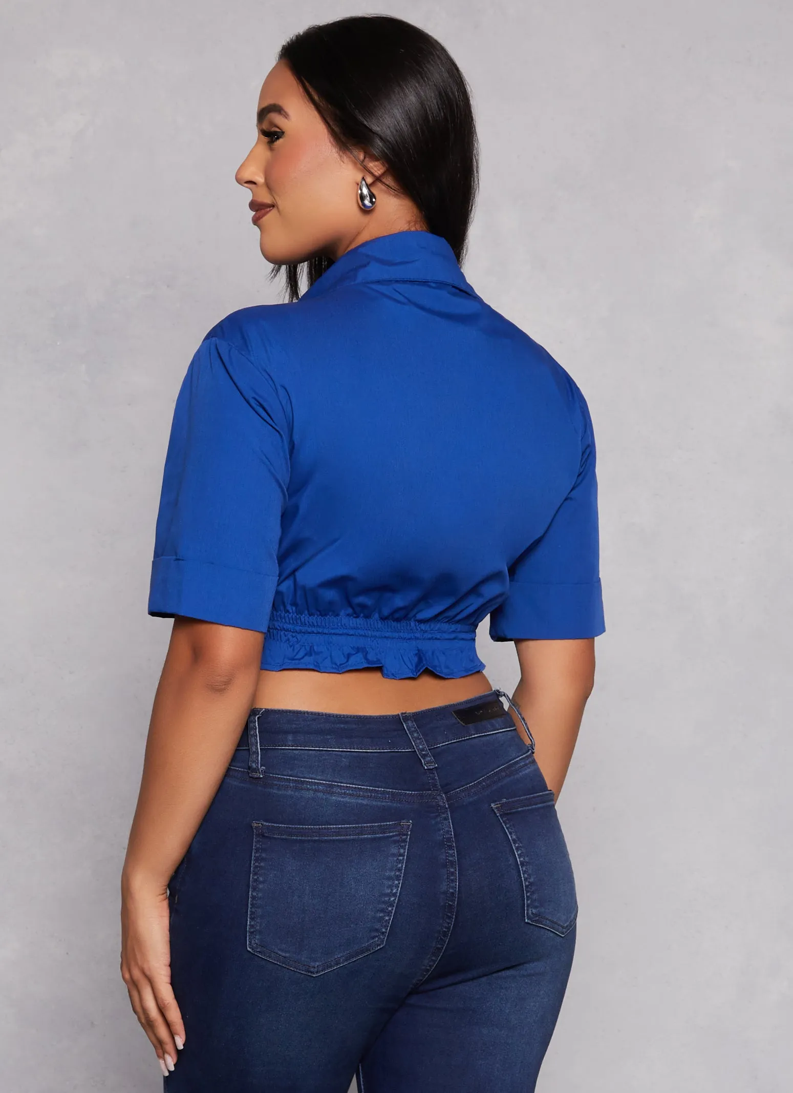 Poplin Button Front Drawstring Hem Shirt sold by Rainbow product image thumbnail 3