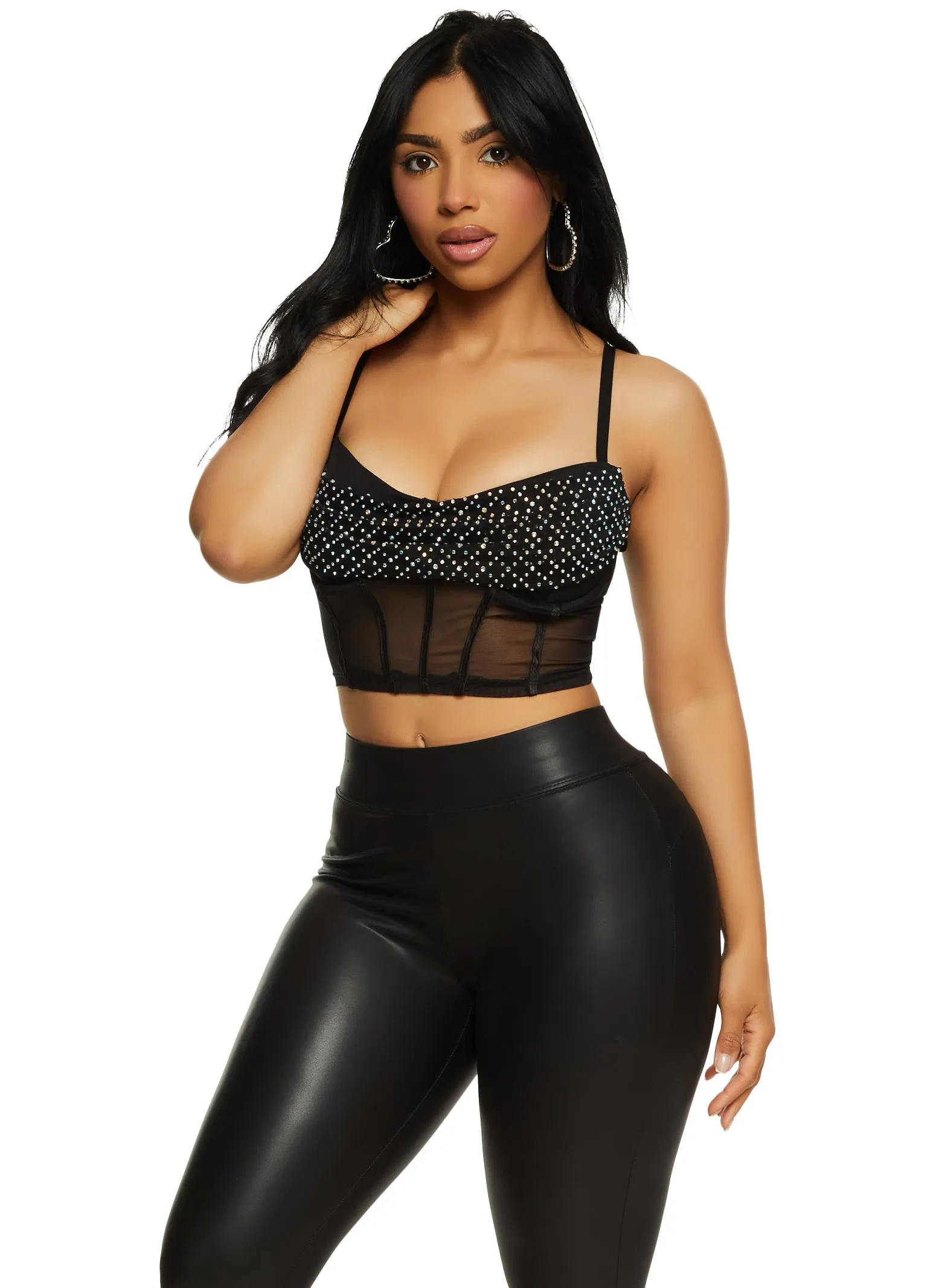 Mesh Rhinestone Bustier Crop Top sold by Rainbow product image thumbnail 2
