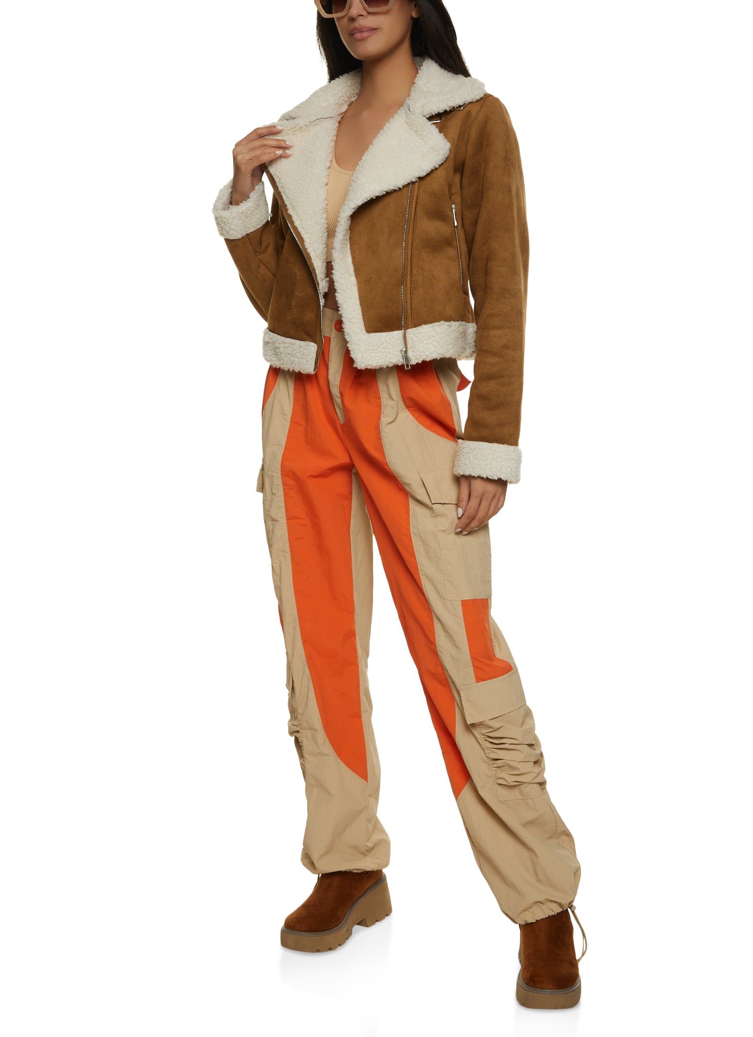 Nylon Color Block Cargo Joggers sold by Rainbow product image thumbnail 2