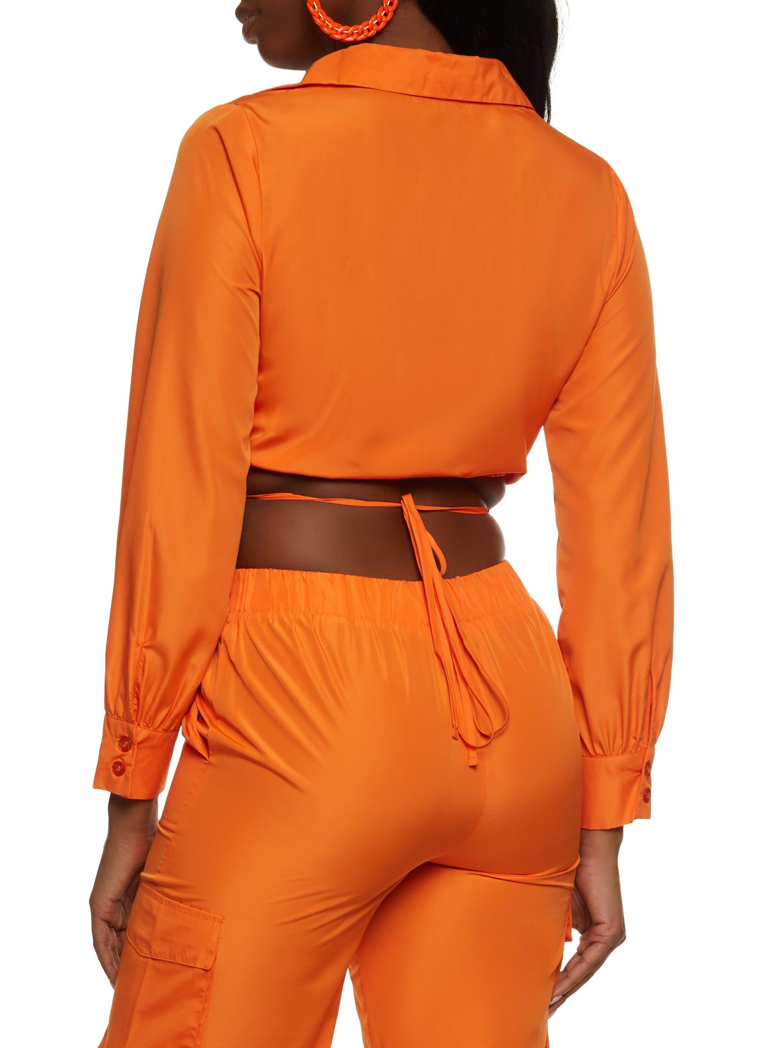 Nylon Tie Back Cropped Shirt sold by Rainbow product image thumbnail 3