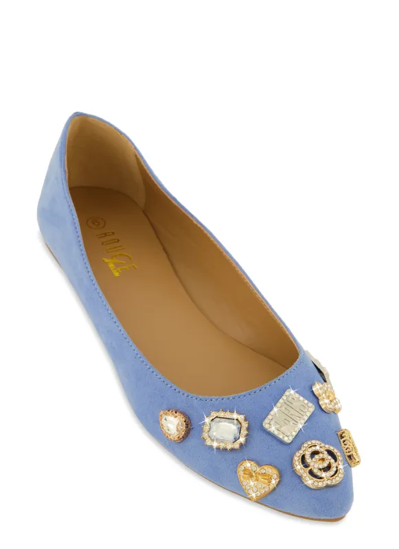 Rhinestone Embellished Pointed Toe Flats sold by Rainbow
