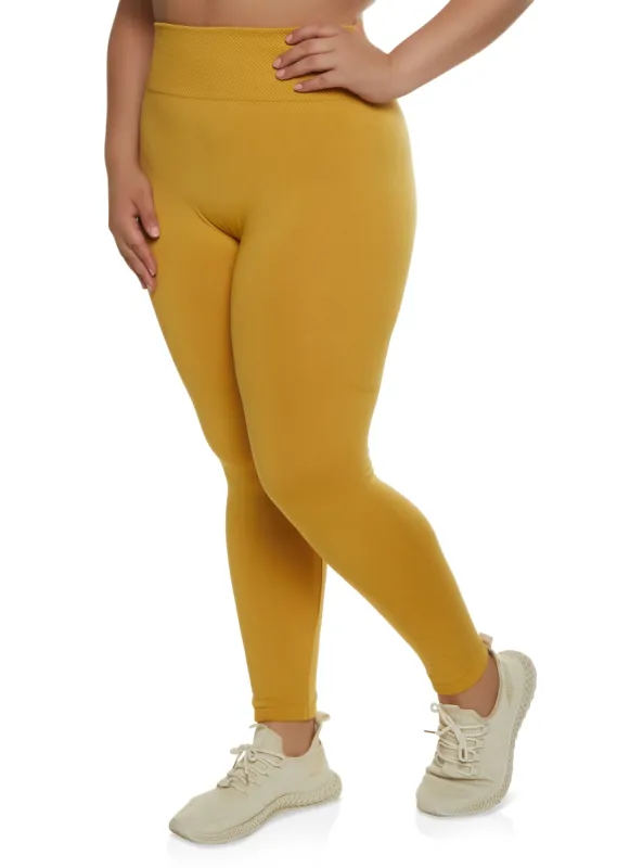 Plus Size High Waisted Fleece Lined Leggings sold by Rainbow