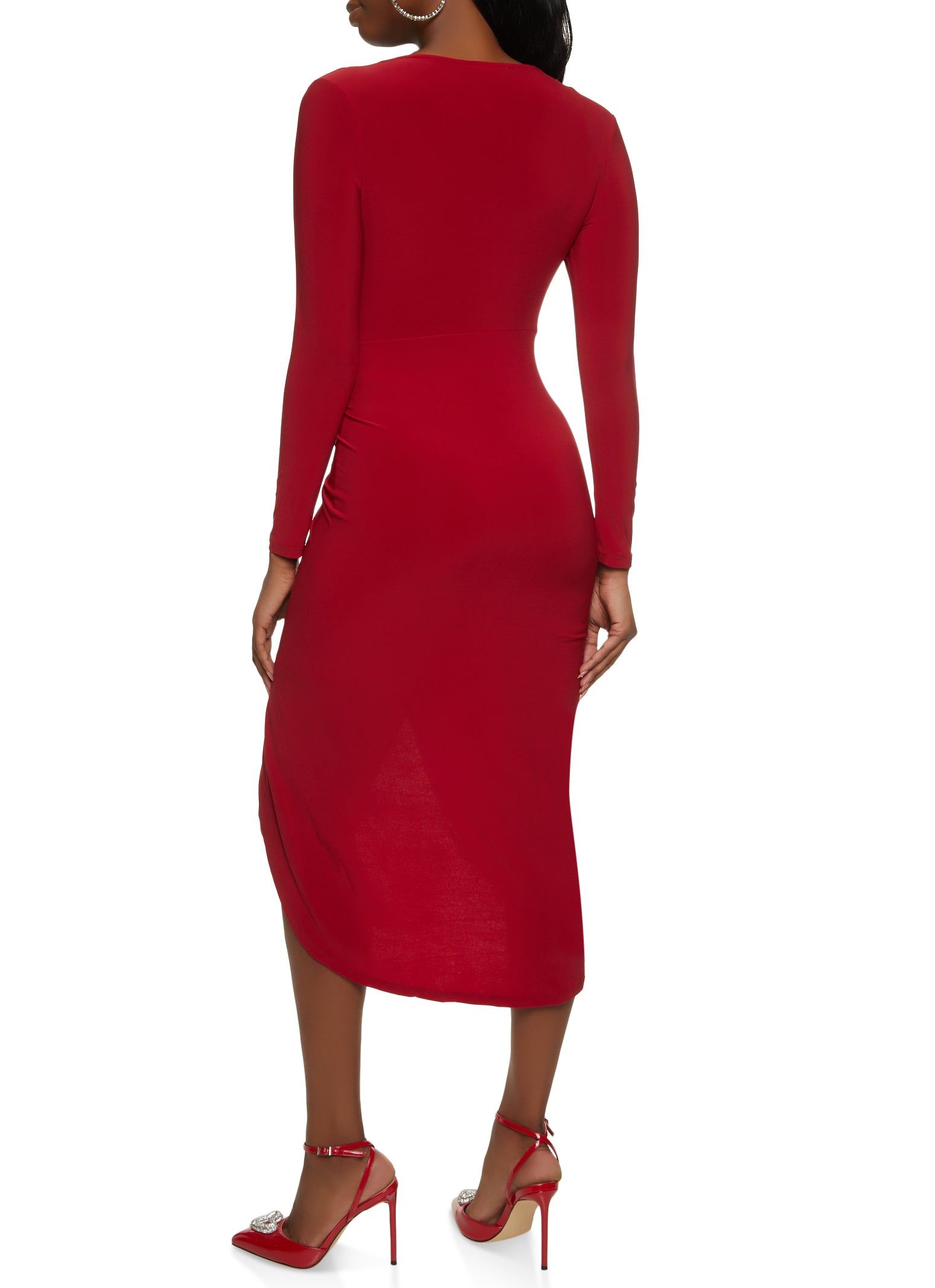 Solid Plunge Neck Wrap Dress sold by Rainbow product image thumbnail 3