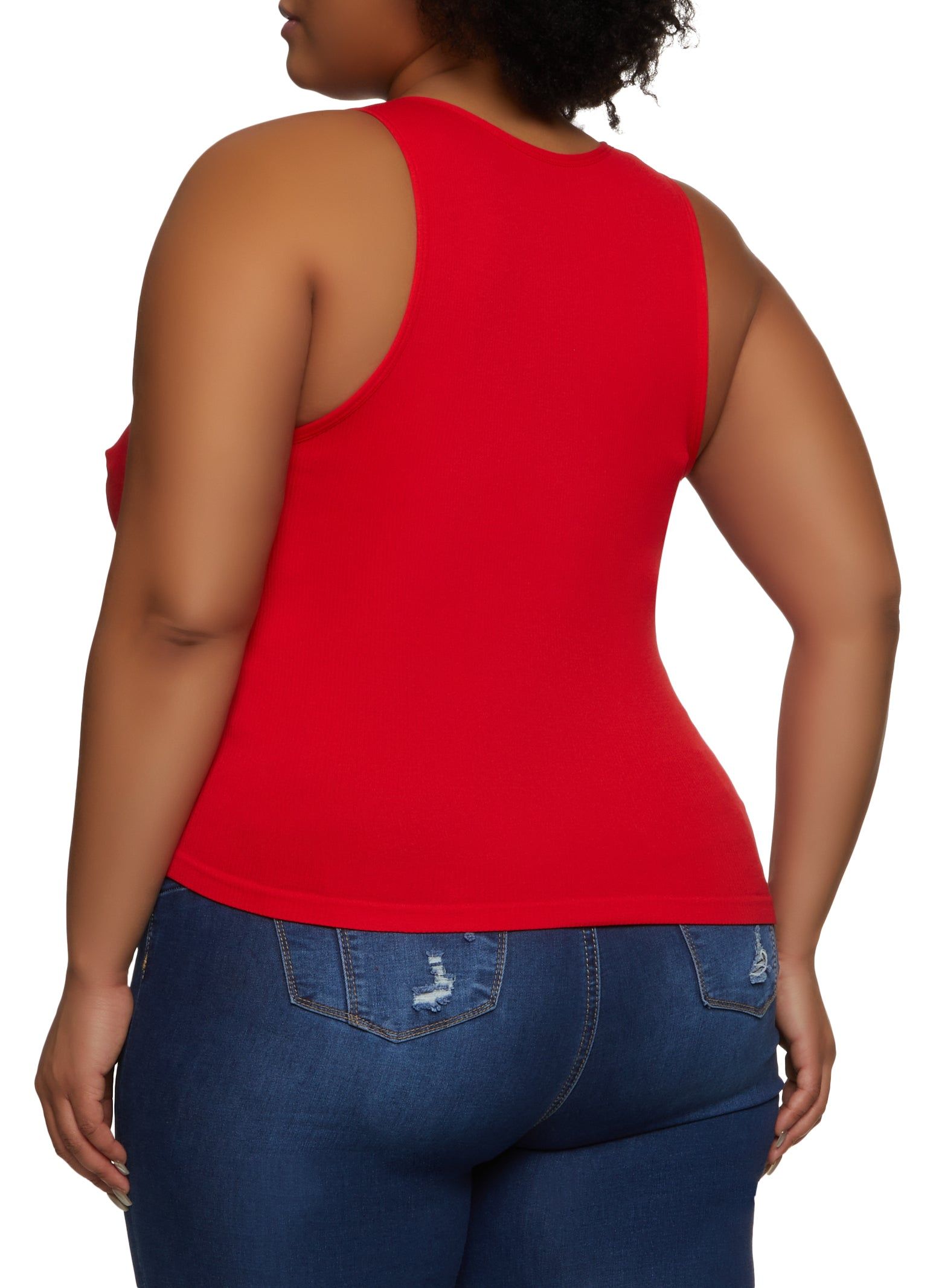 Plus Size Basic Ribbed Knit Seamless Tank Top sold by Rainbow product image thumbnail 2