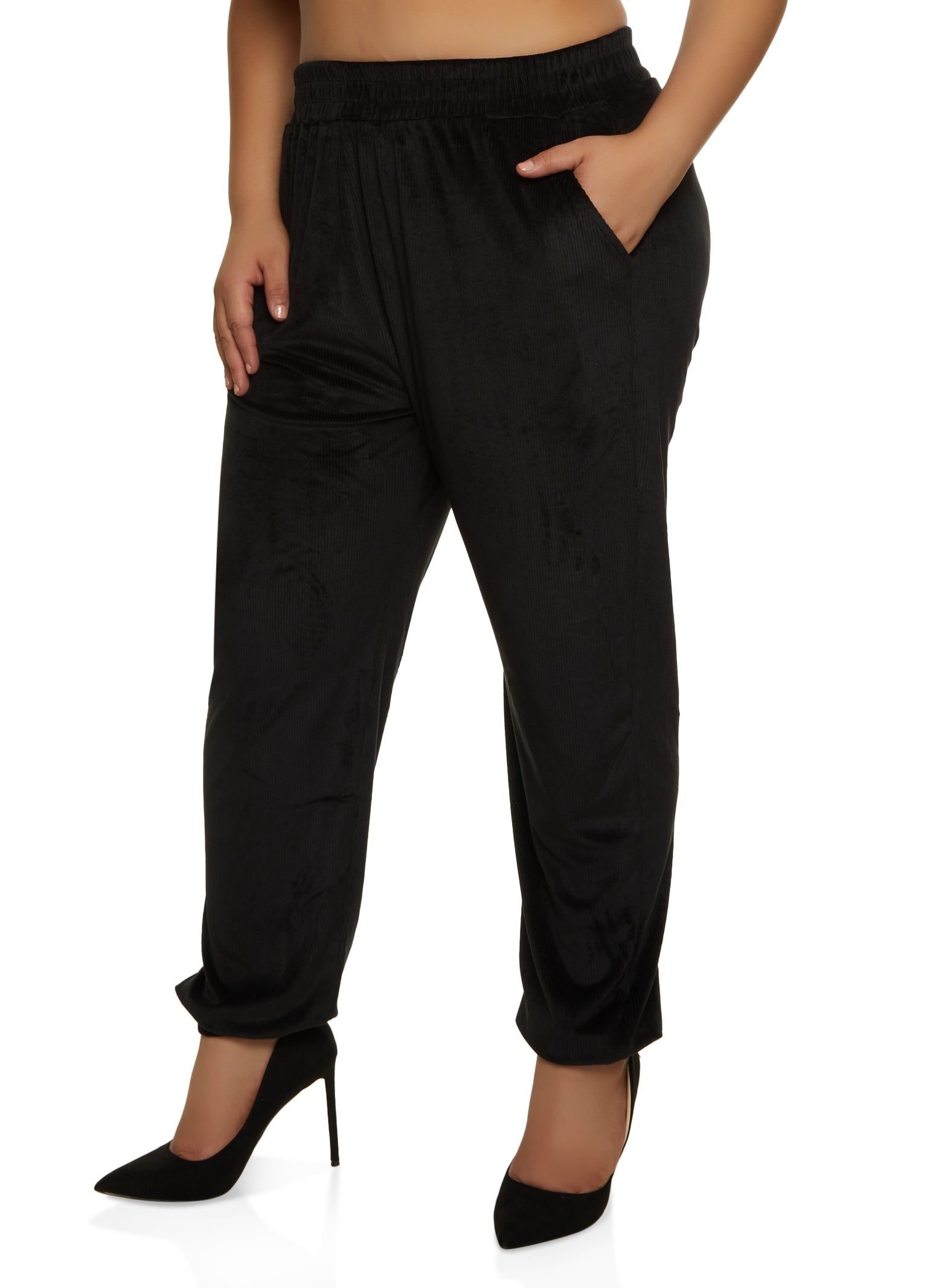 Plus Size Corduroy High Waisted Joggers sold by Rainbow