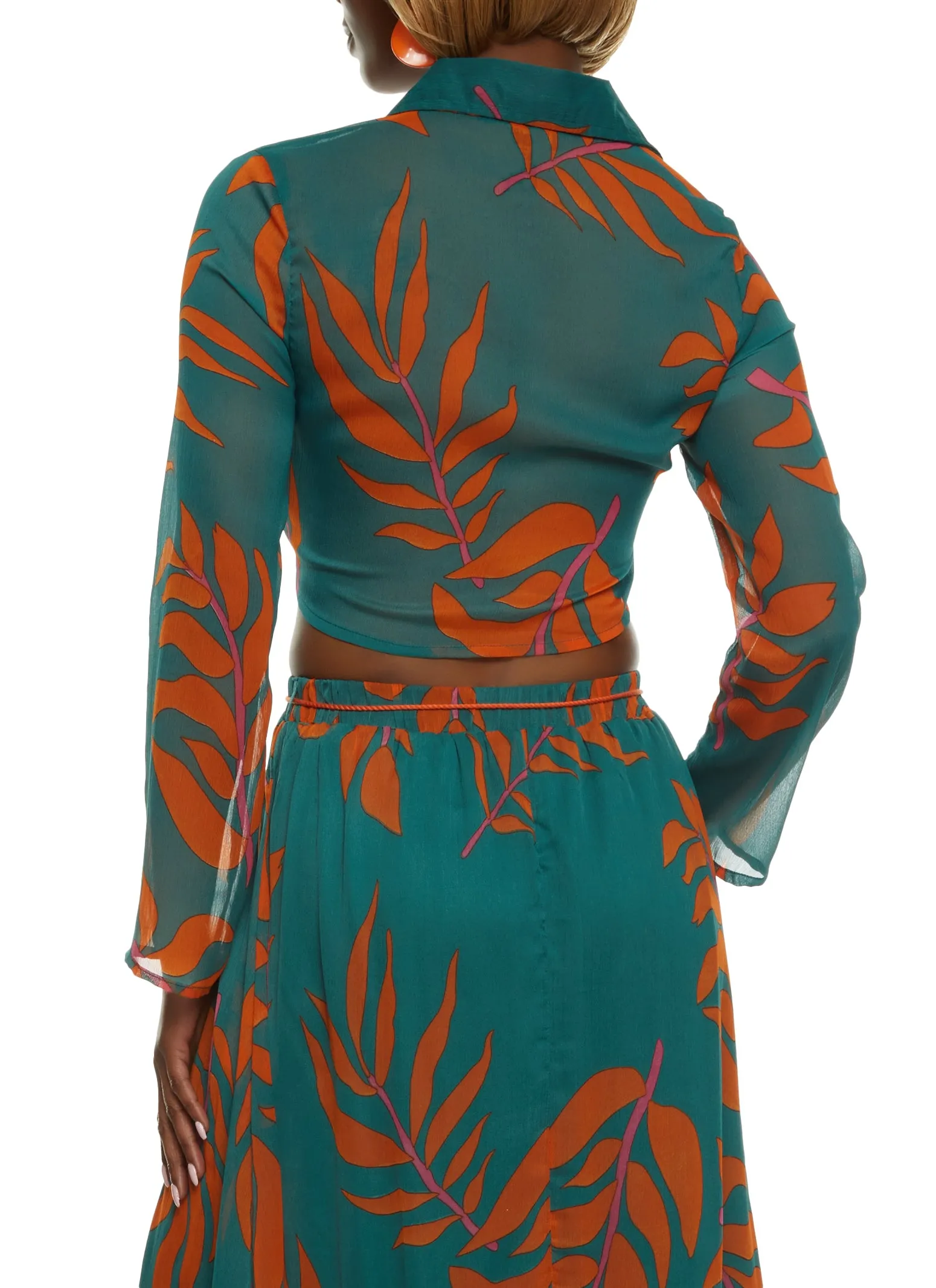 Printed Chiffon Tie Front Blouse sold by Rainbow product image thumbnail 3