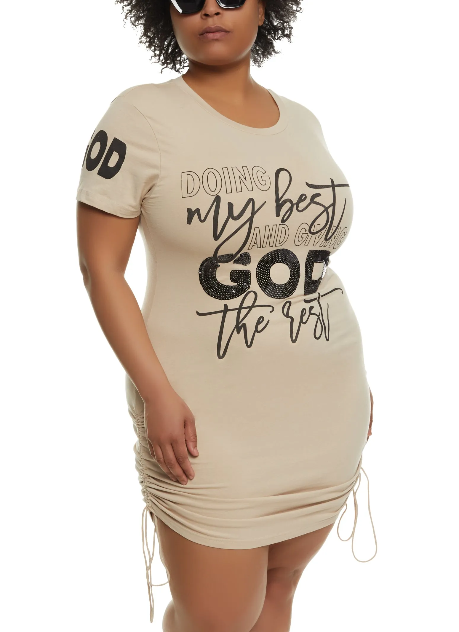 Plus Size Doing My Best Sequin Graphic T Shirt Dress sold by Rainbow product image thumbnail 2