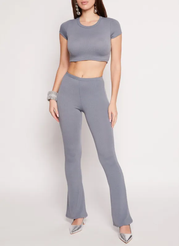 Ribbed Knit Pull On Boot Cut Pants sold by Rainbow