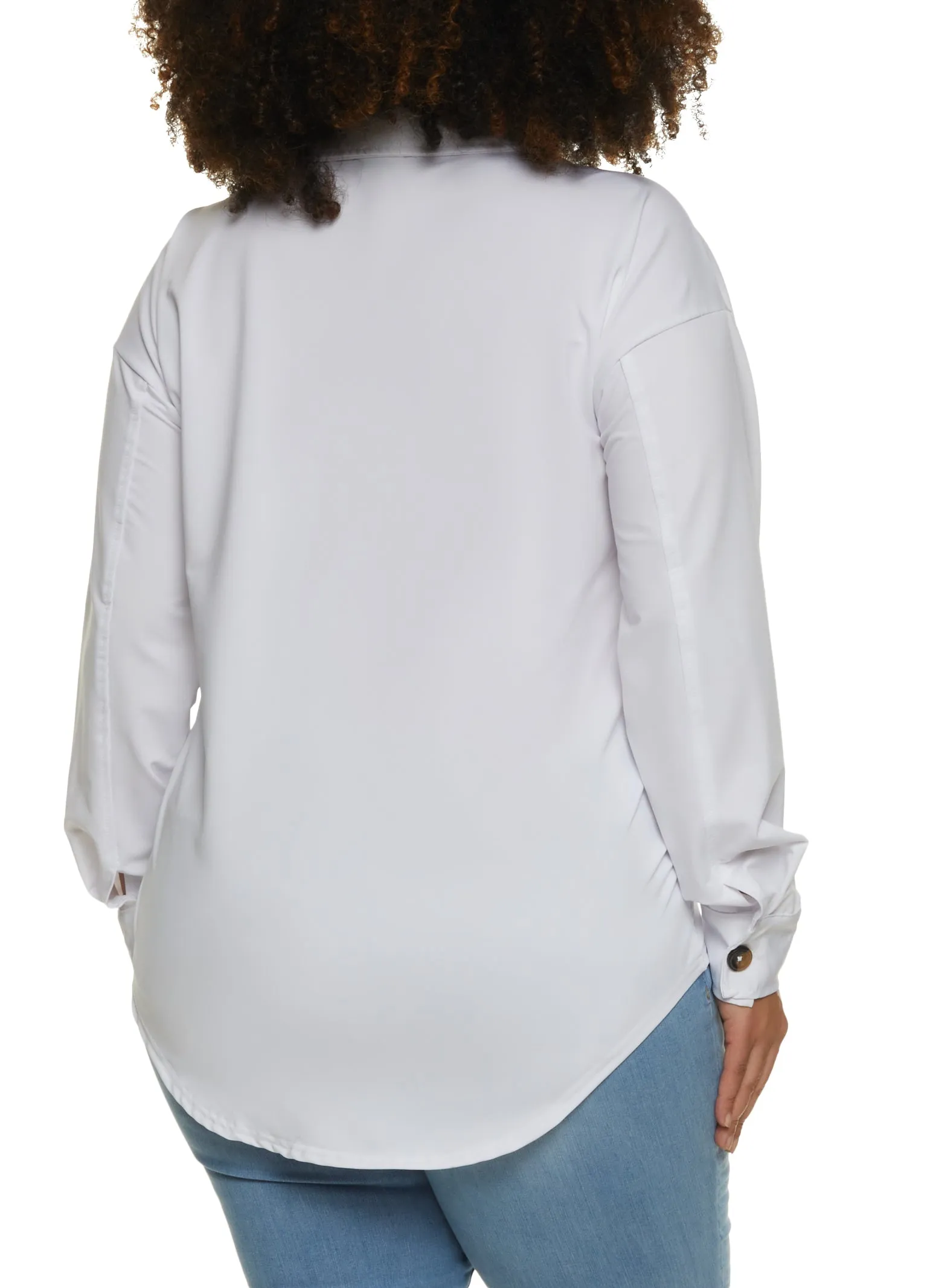 Plus Size Button Front Pocket Tunic Shirt sold by Rainbow product image thumbnail 2