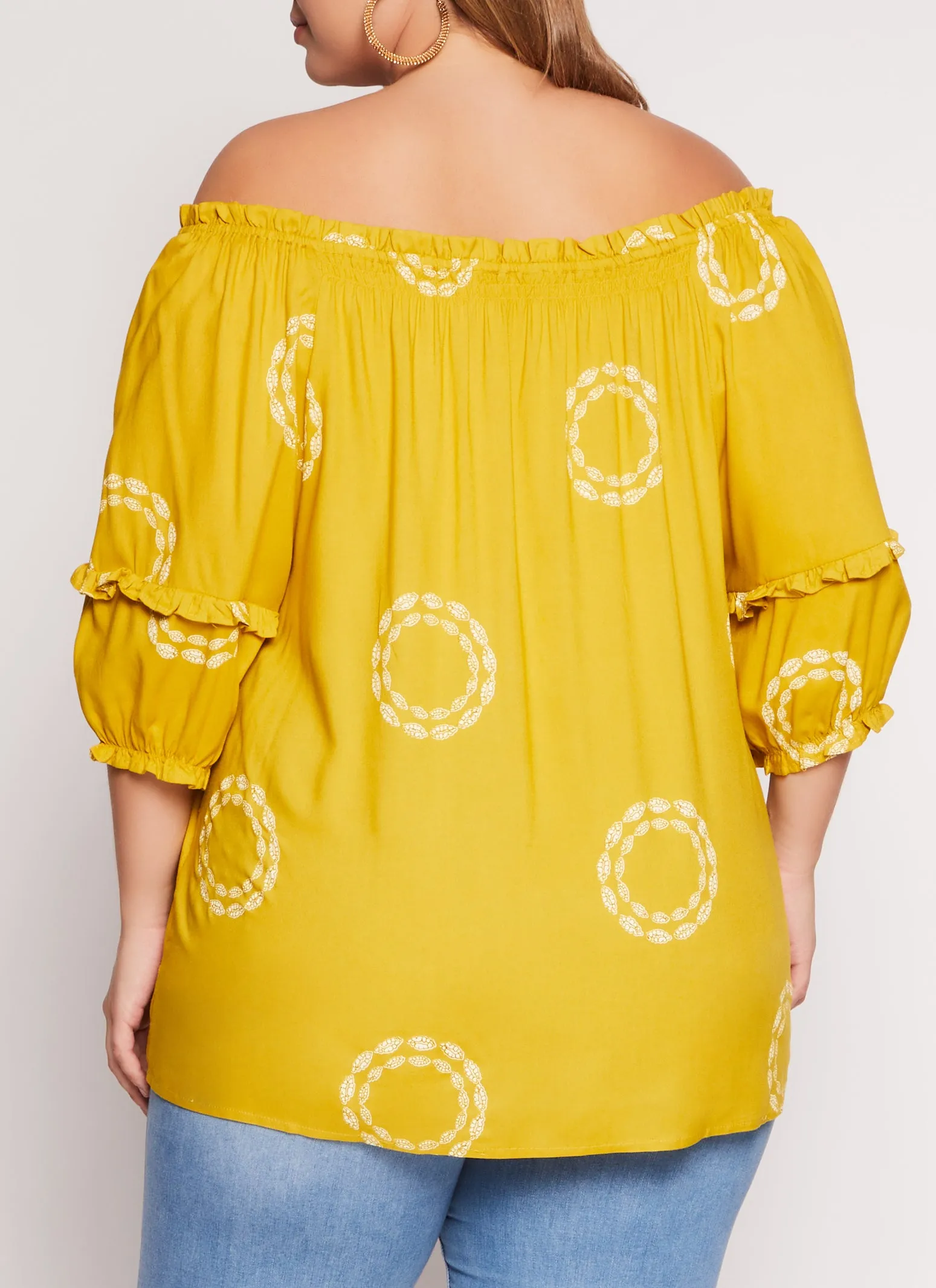 Plus Size Printed Off The Shoulder Puff Sleeve Blouse sold by Rainbow product image thumbnail 3