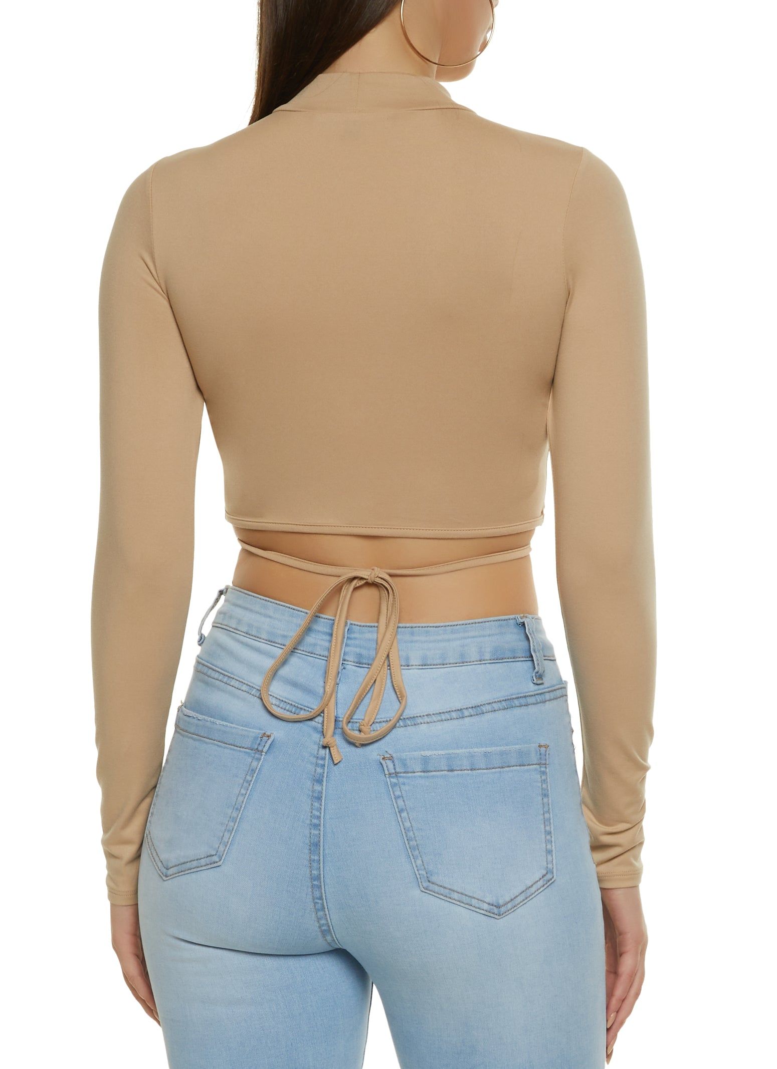 Mock Neck Lace Up Crop Top sold by Rainbow product image thumbnail 2