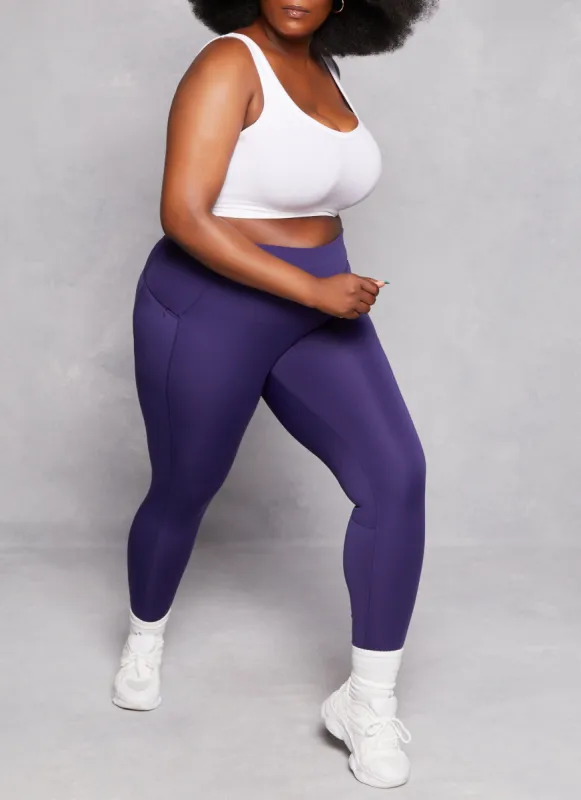 Plus Size High Waist Zip Pocket Leggings sold by Rainbow