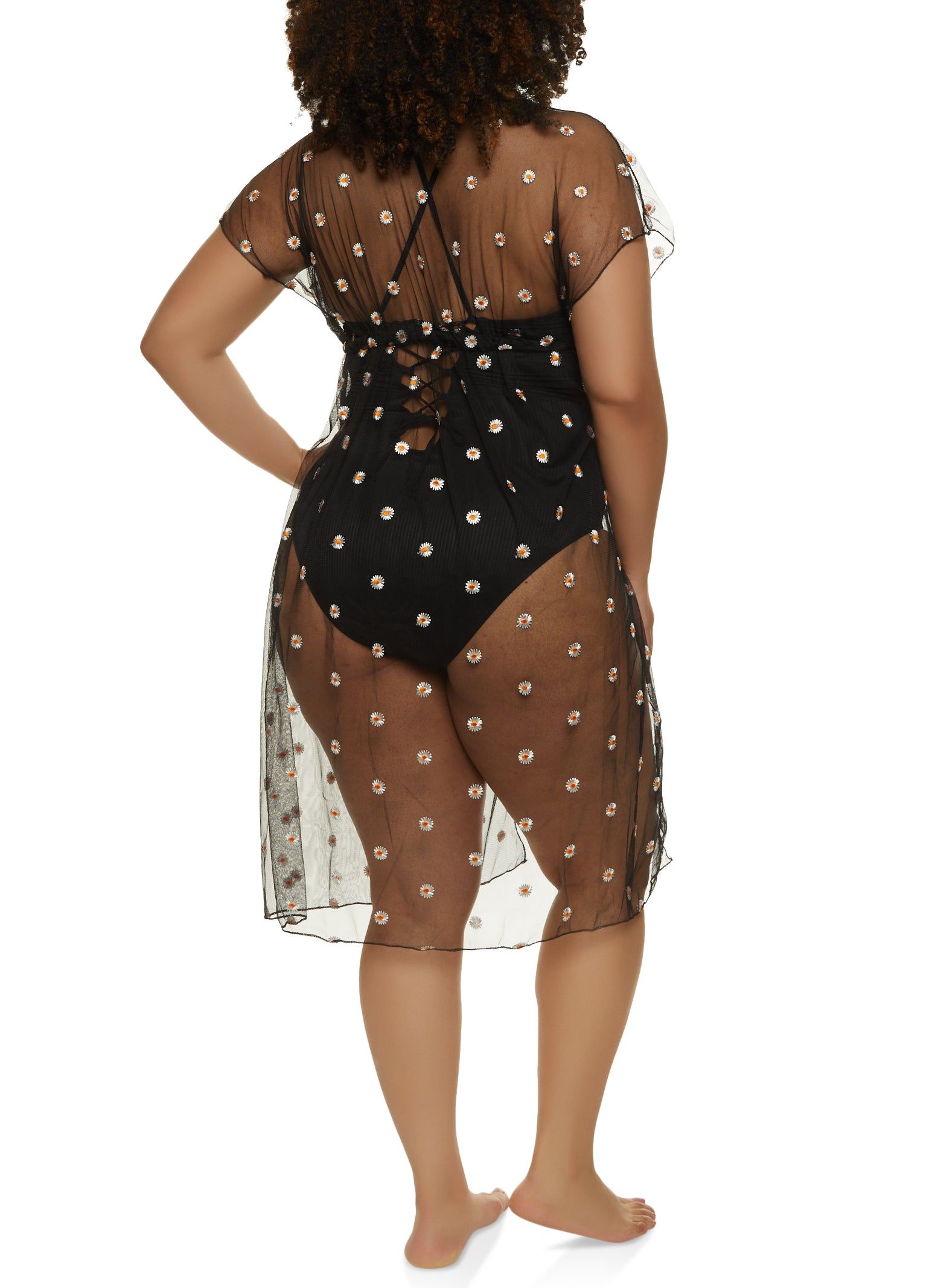 Daisy Print Mesh Cover Up sold by Rainbow product image thumbnail 3