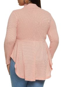Plus Size Ruched Mock Neck Long Sleeve Babydoll Top sold by Rainbow