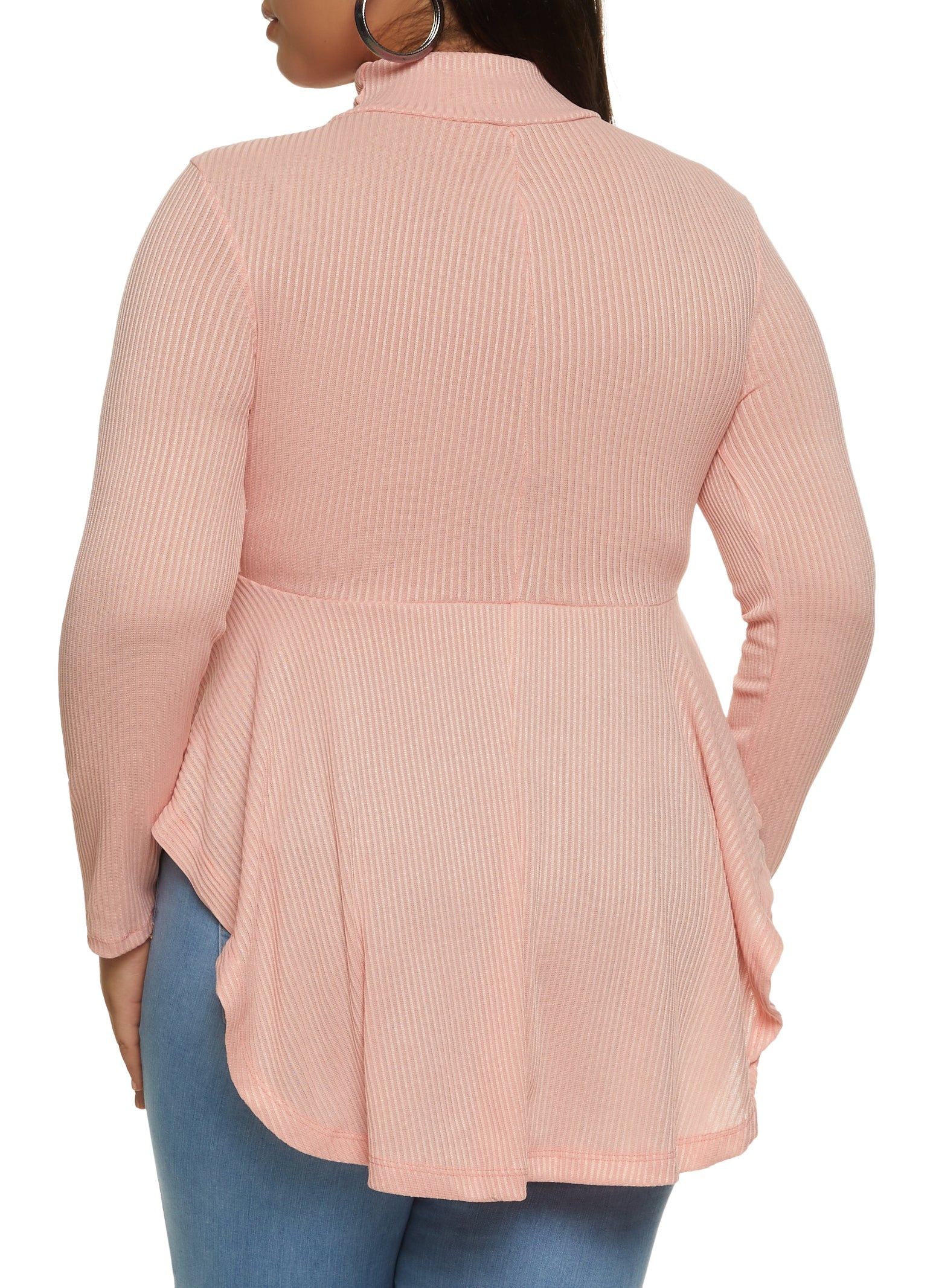 Plus Size Ruched Mock Neck Long Sleeve Babydoll Top sold by Rainbow product image thumbnail 2