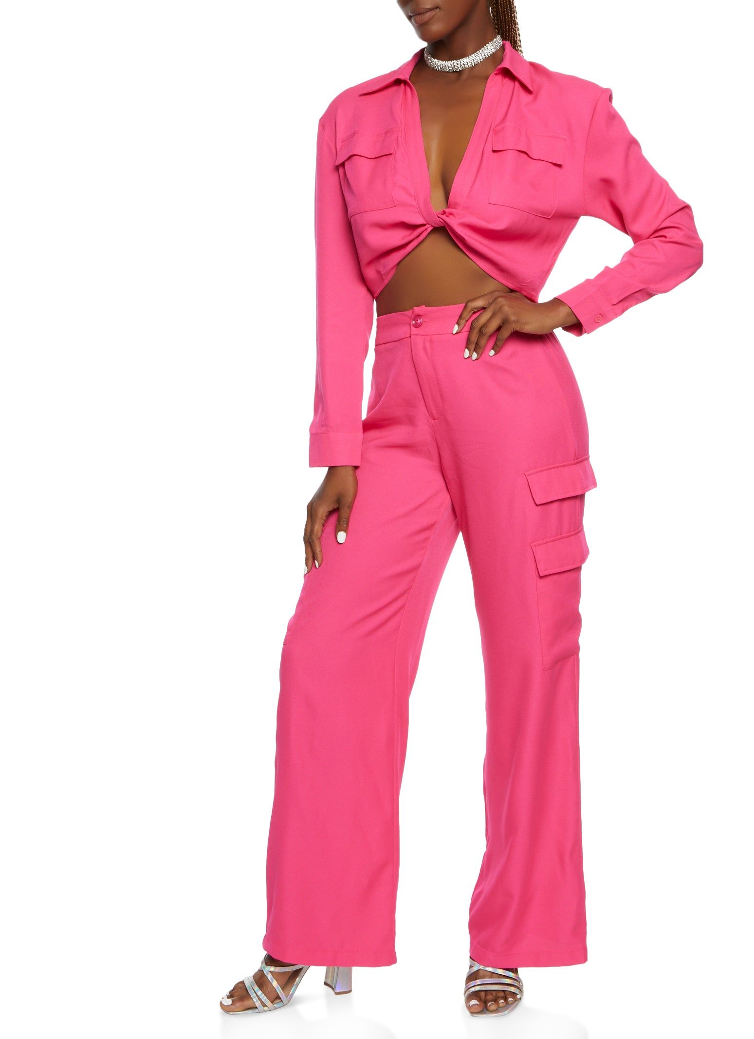 Pocket Detail Twist Front Crop Top sold by Rainbow product image thumbnail 2