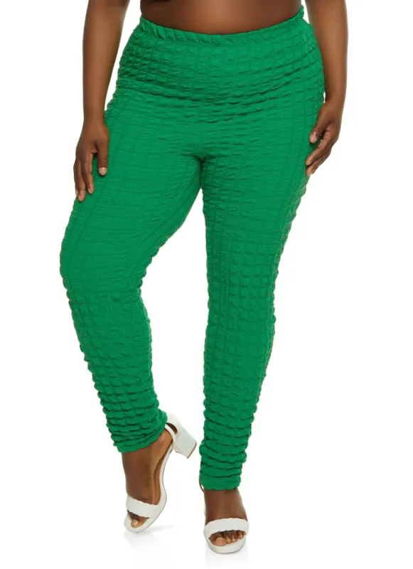 Plus Size Bubble Knit High Waisted Pants sold by Rainbow
