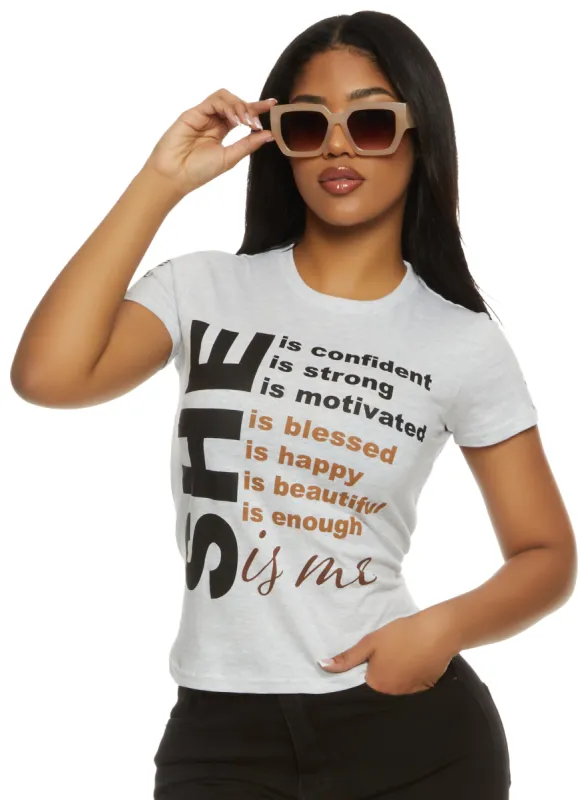 She Is Me High Low Graphic Tee sold by Rainbow