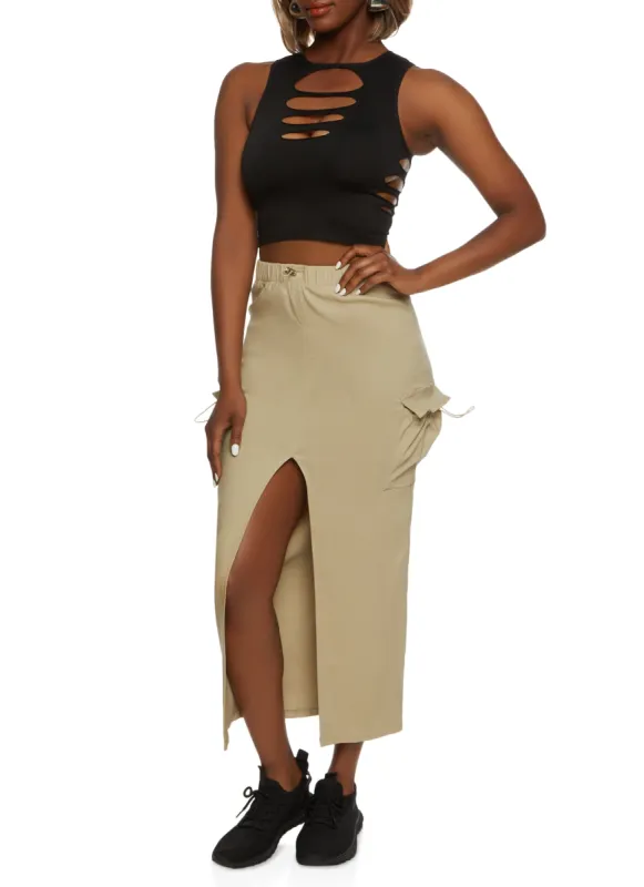 Cargo Pocket Hyperstretch Maxi Skirt sold by Rainbow